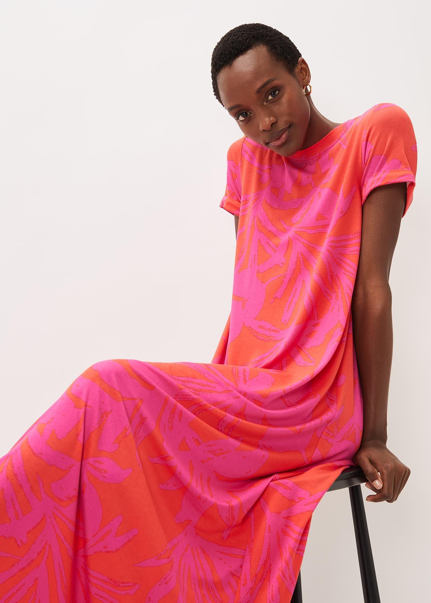 Michaela Palm Print Maxi Dress