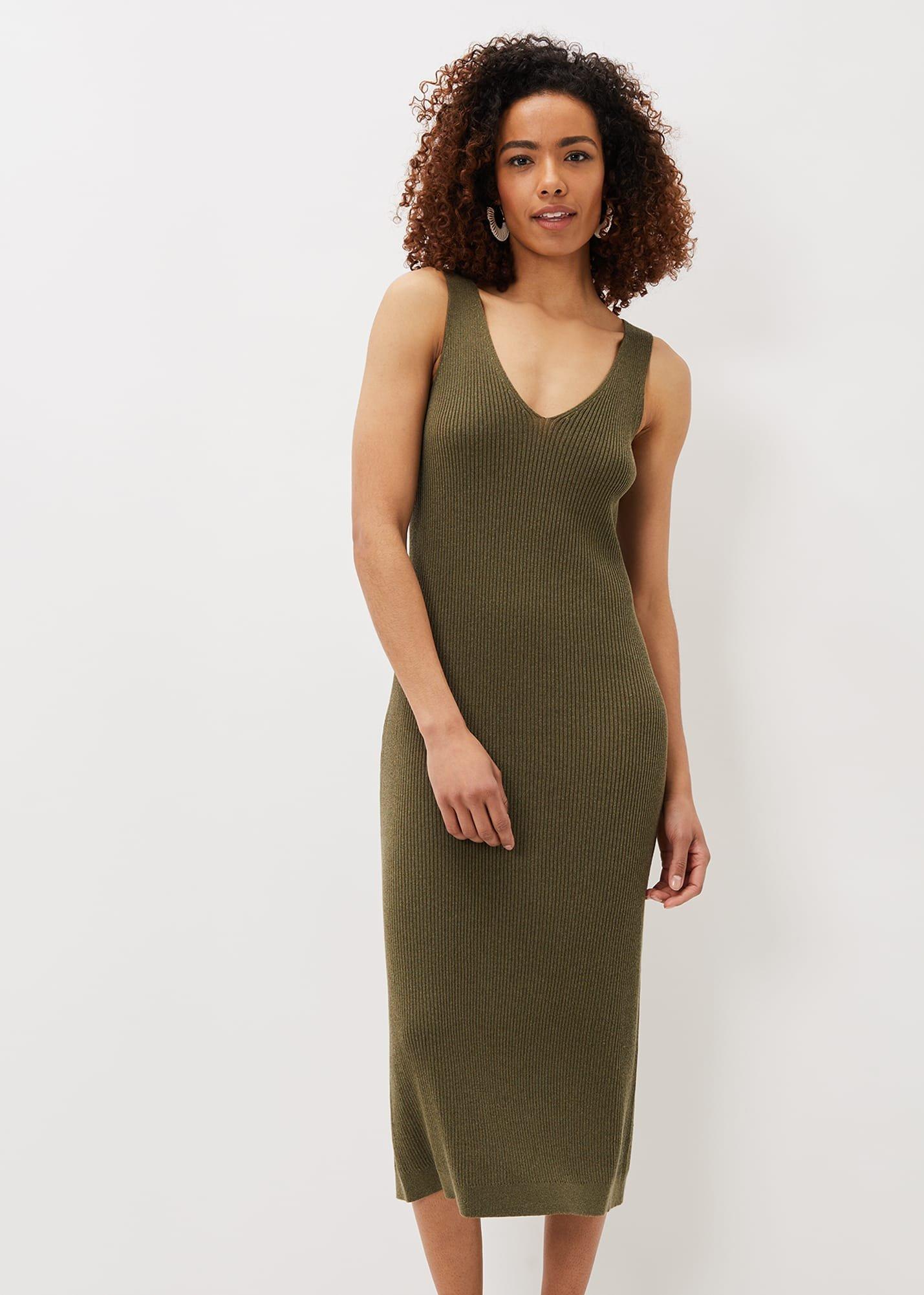 Lindan Ribbed Knit Midi Dress