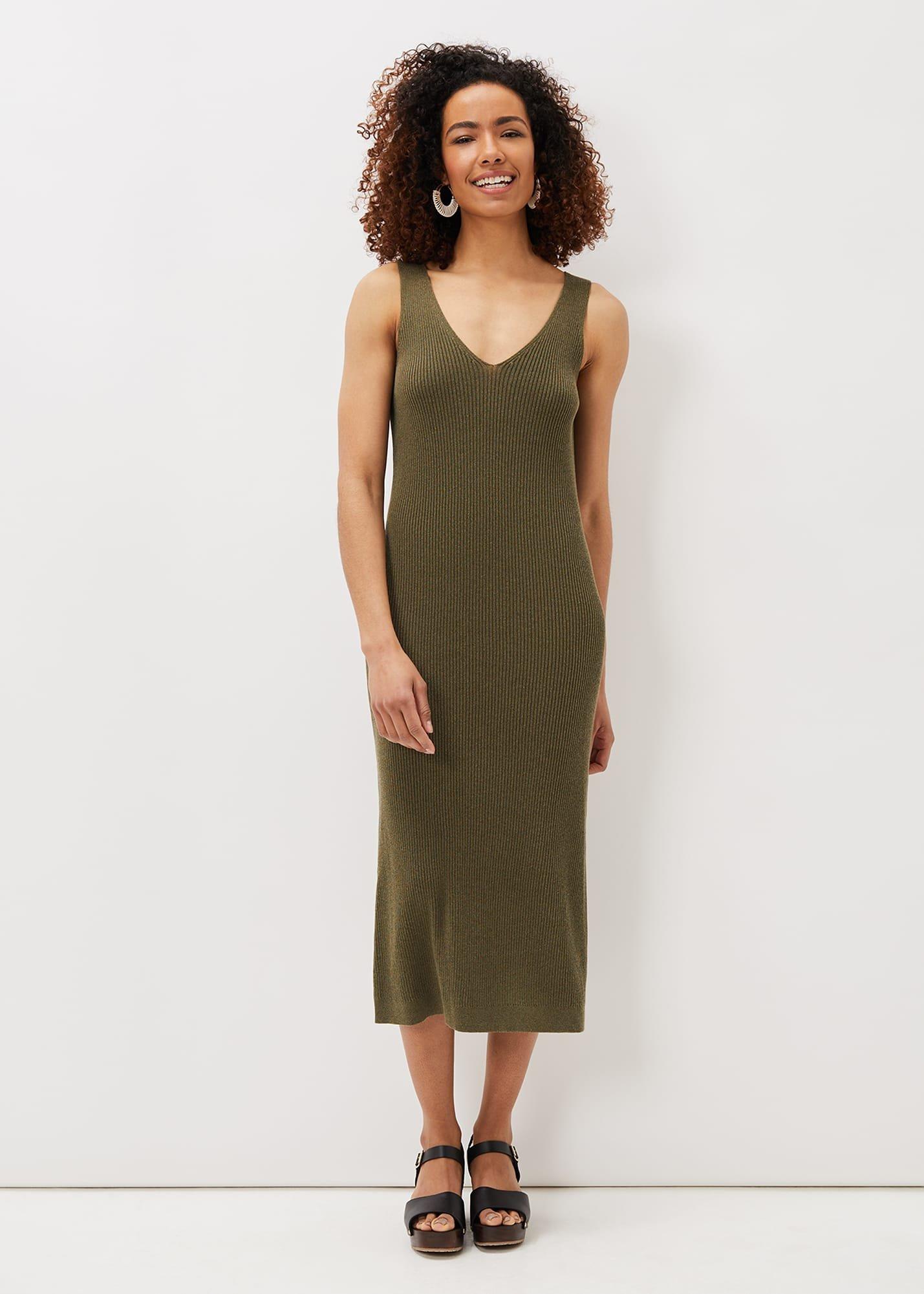 Lindan Ribbed Knit Midi Dress