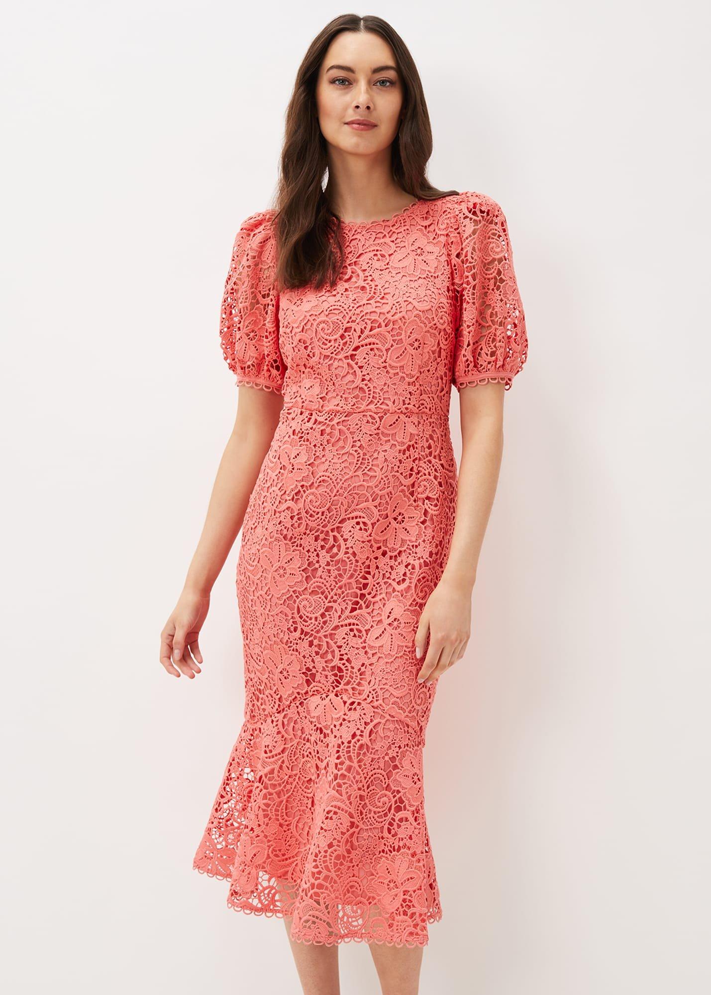 Lidia Guipure Lace Fishtail Dress