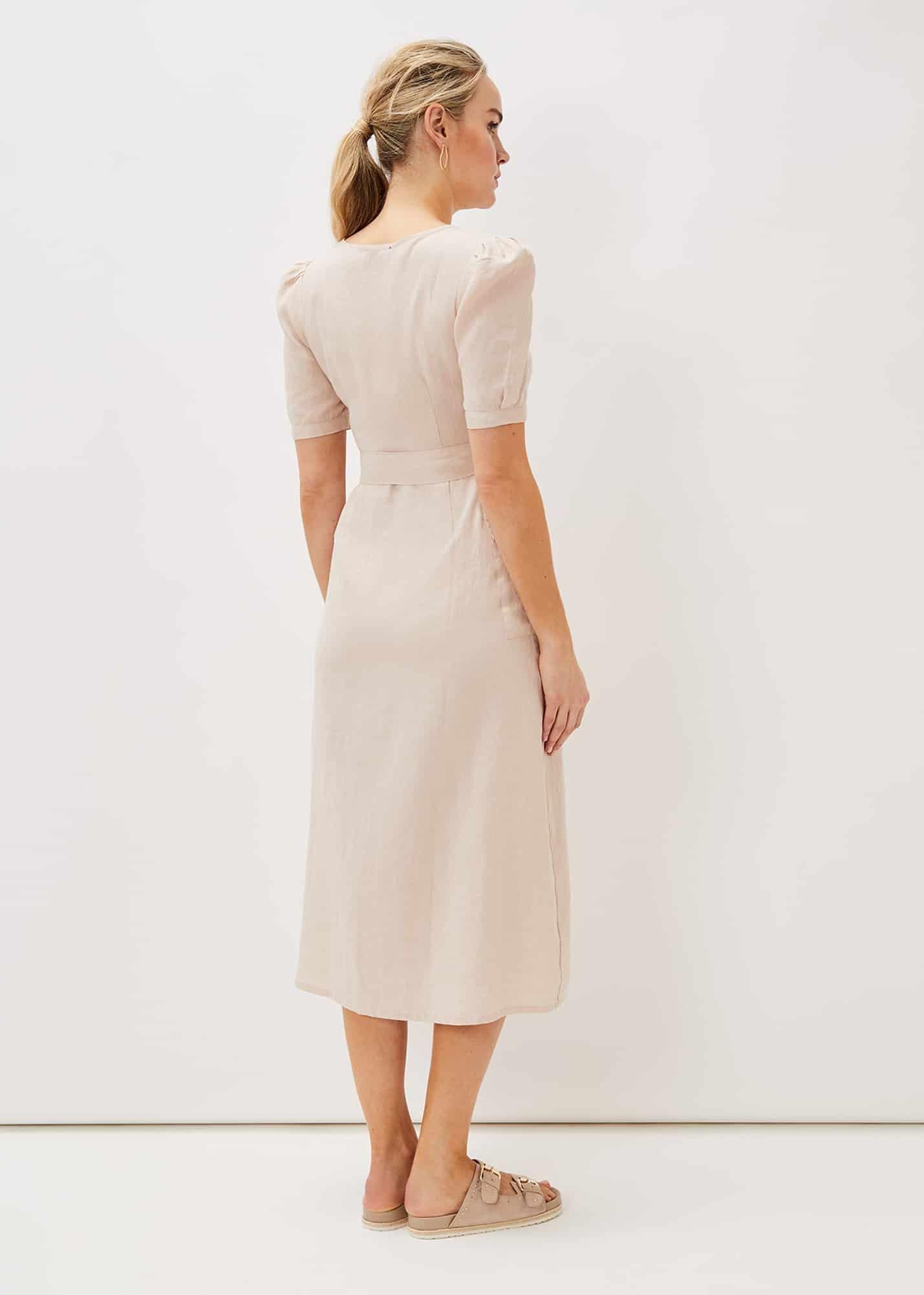 Elletta Square Neck Linen Dress