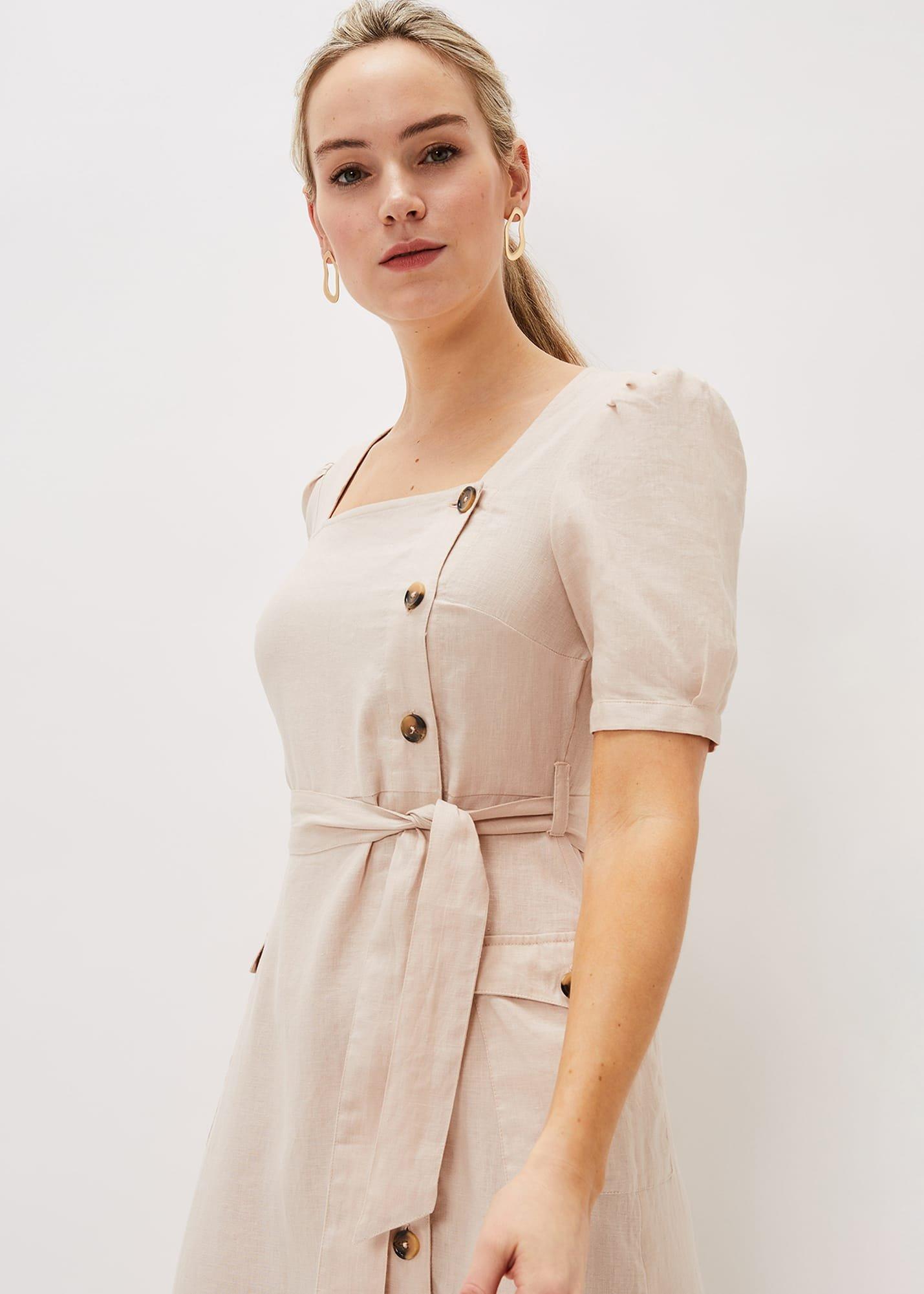 Elletta Square Neck Linen Dress
