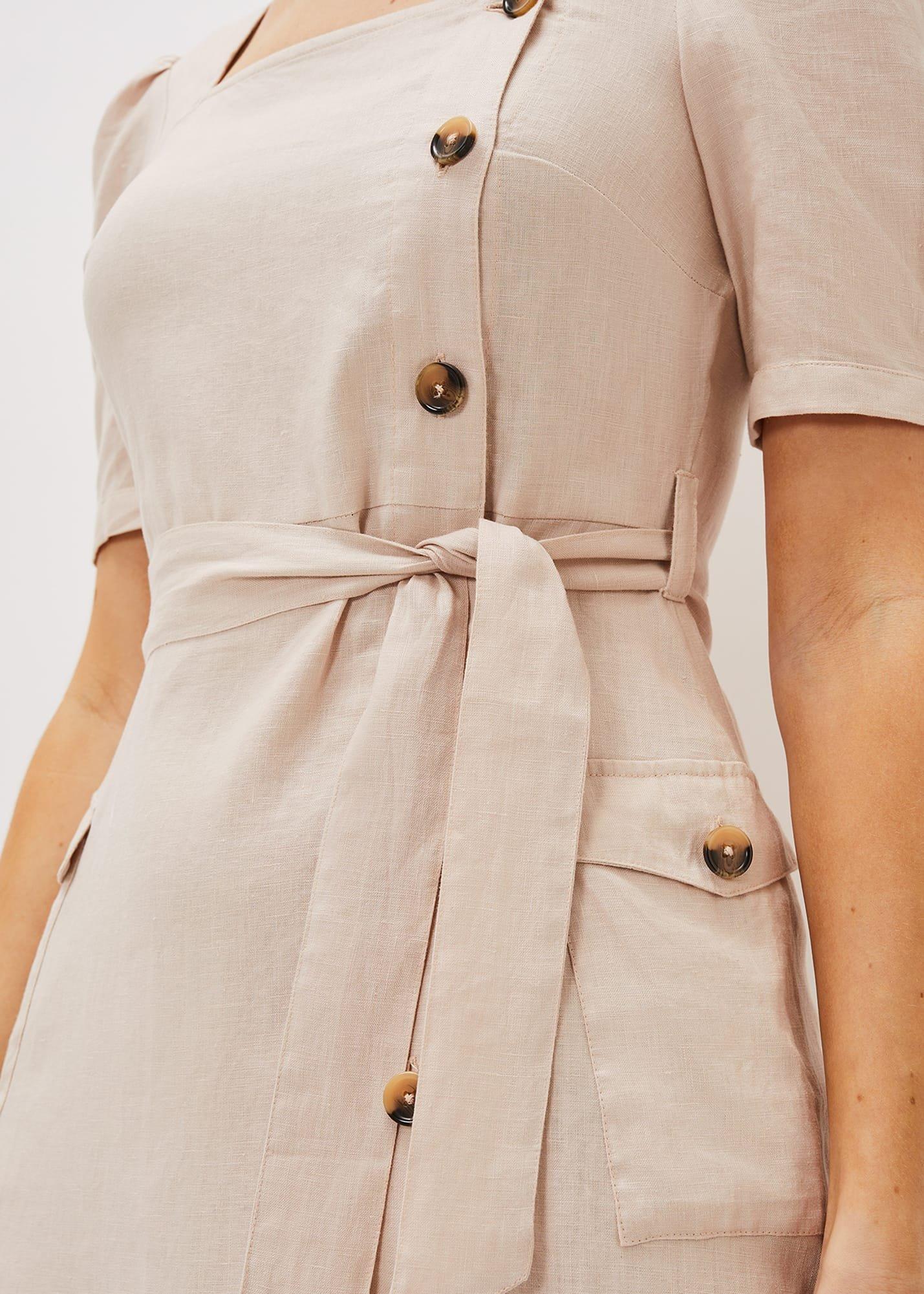 Elletta Square Neck Linen Dress