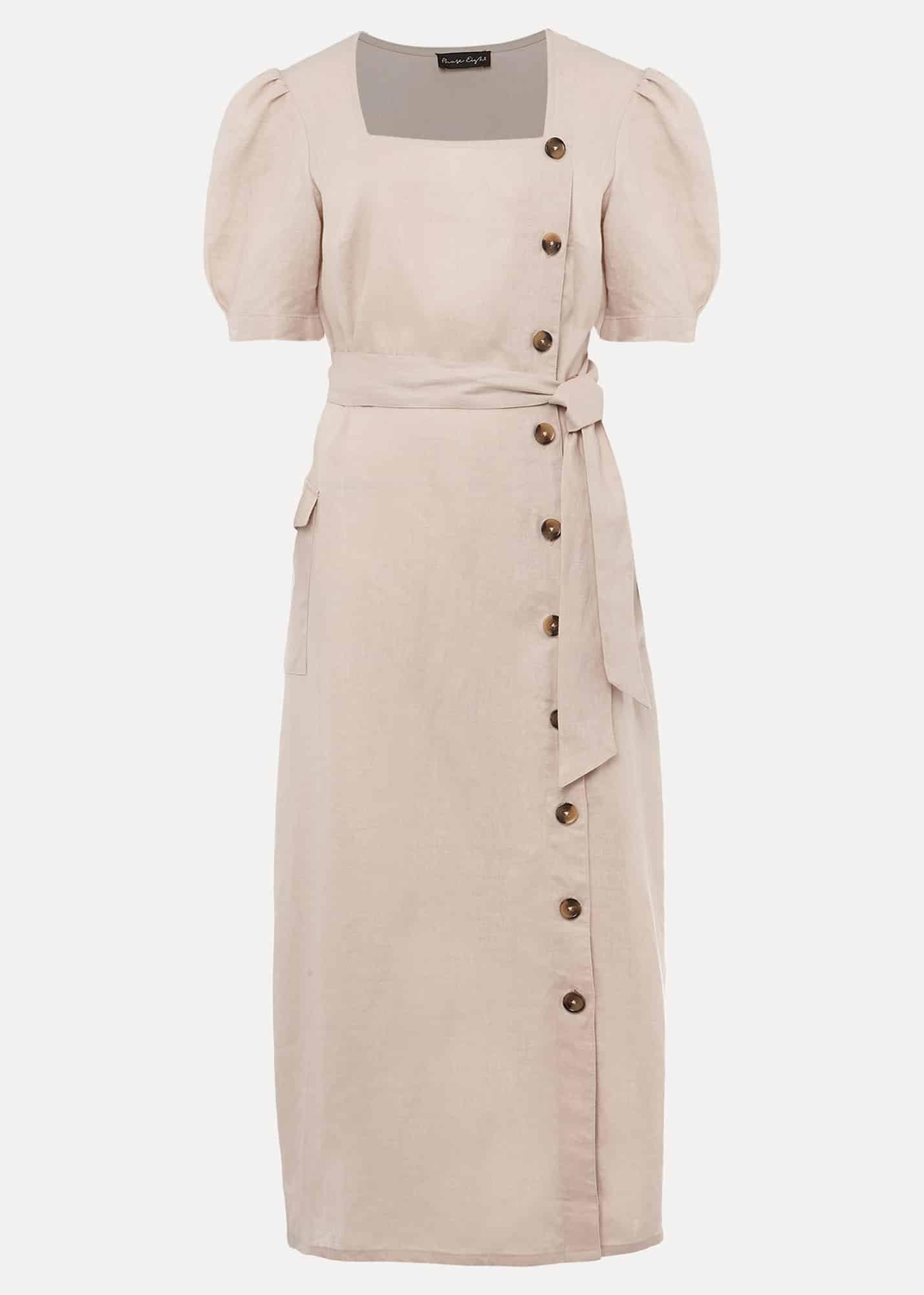Elletta Square Neck Linen Dress