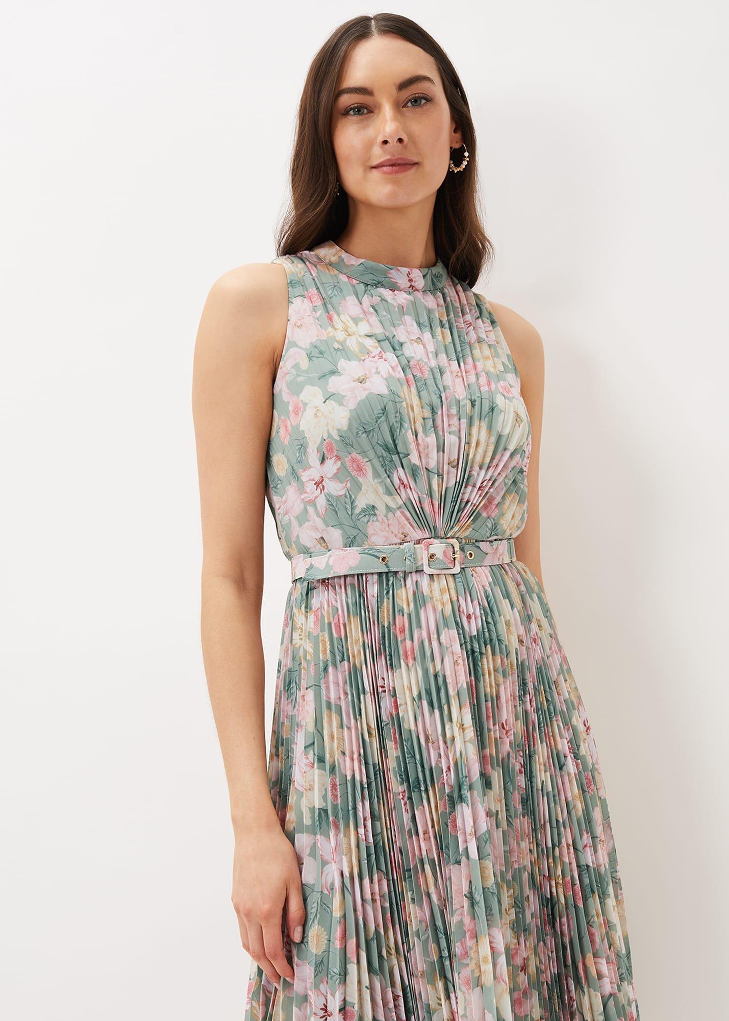 Simara Floral Pleated Dress