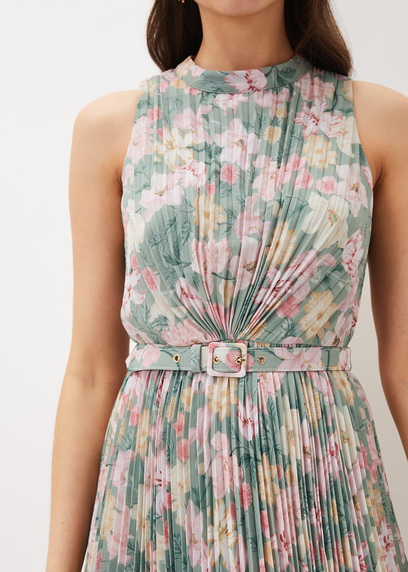 Simara Floral Pleated Dress