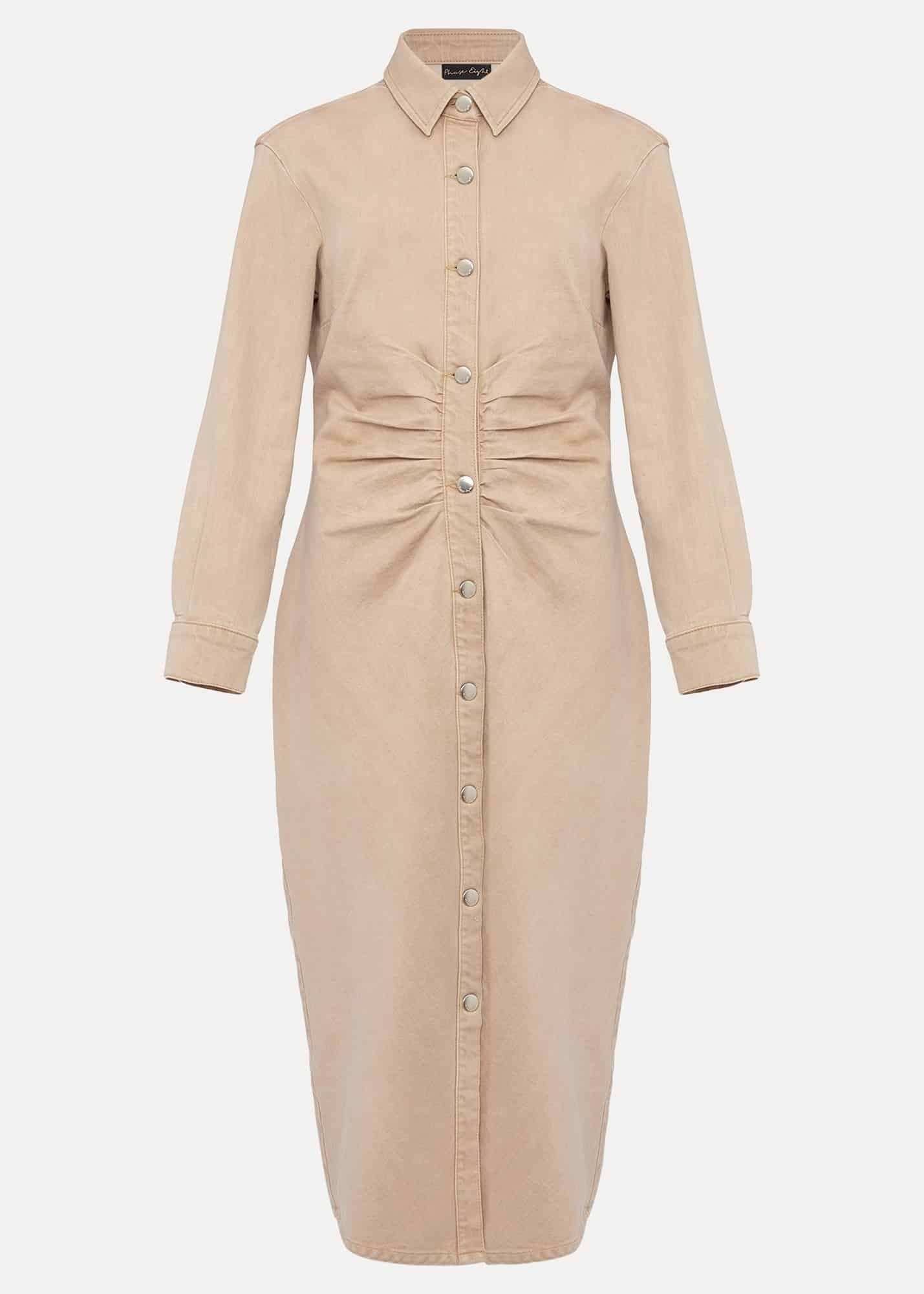 Zoella Ruched Organic Cotton Denim Dress