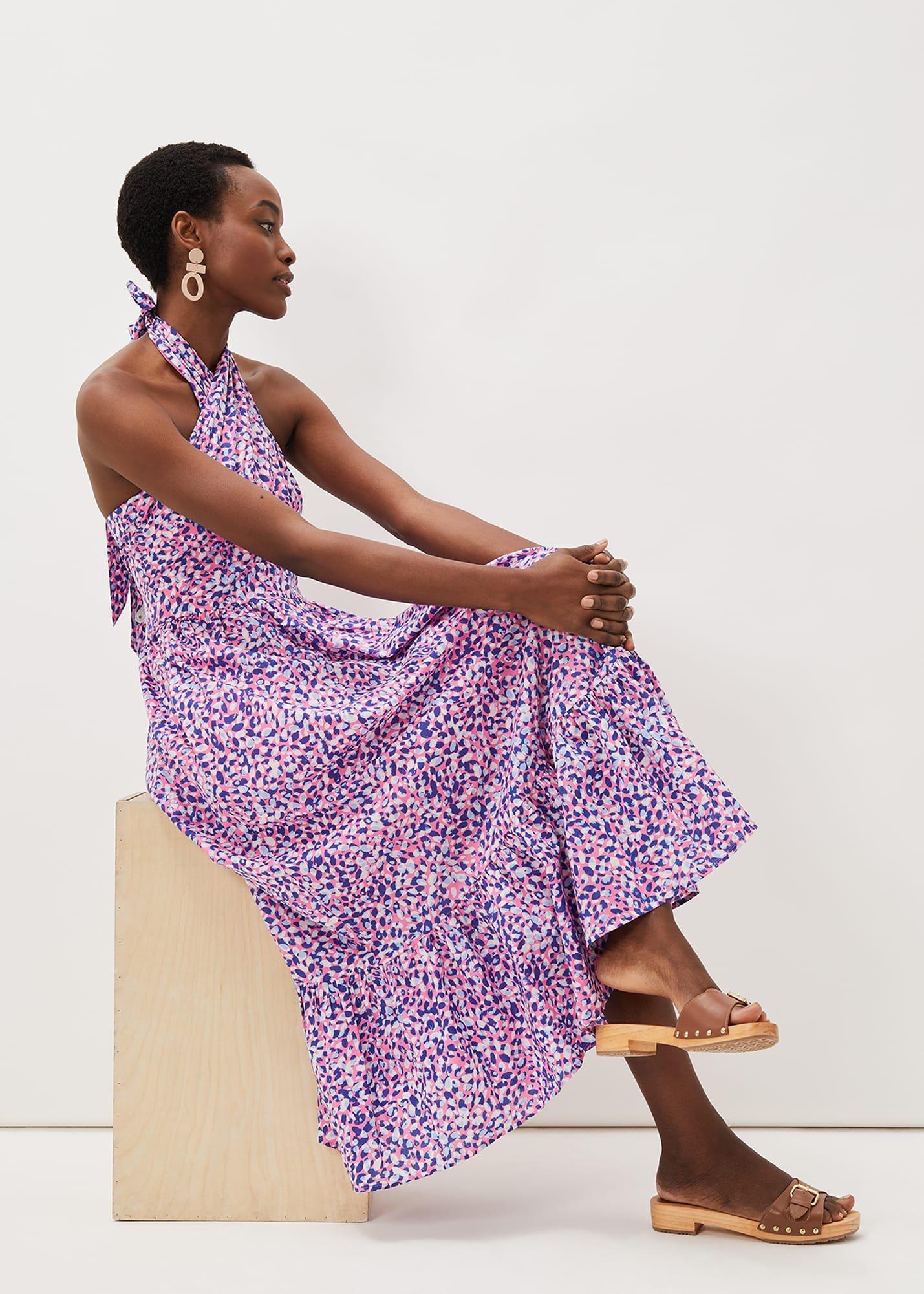 Gemmi Cotton Almond Print Halterneck Dress