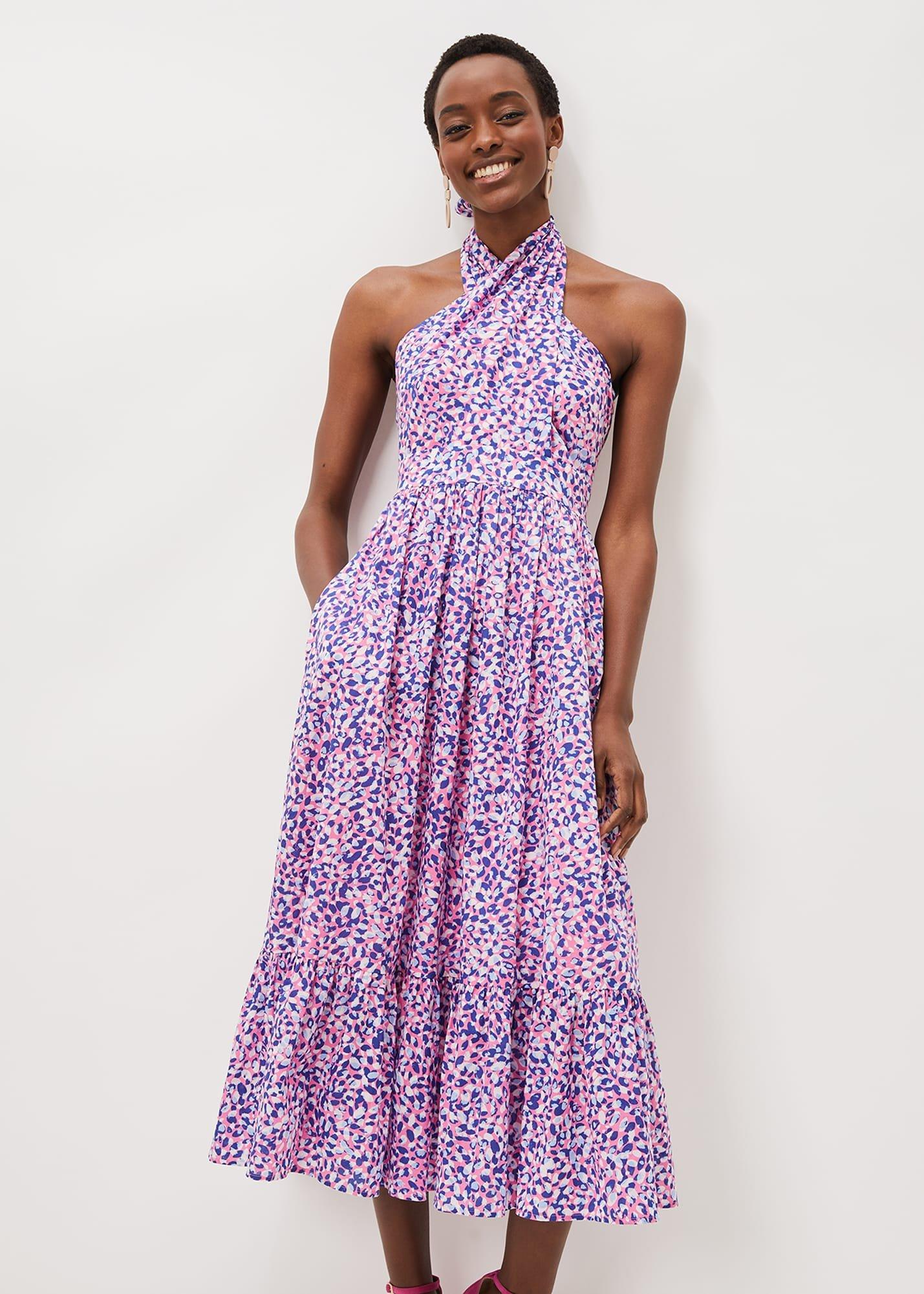 Gemmi Cotton Almond Print Halterneck Dress