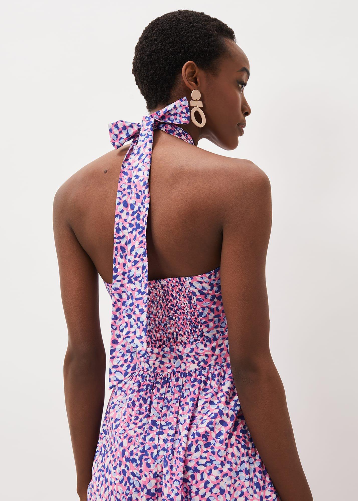 Gemmi Cotton Almond Print Halterneck Dress