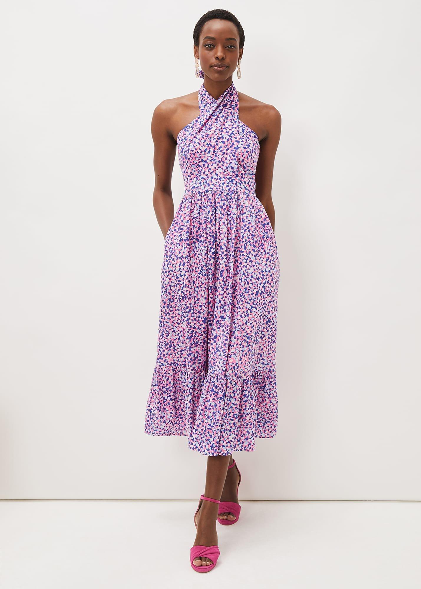 Gemmi Cotton Almond Print Halterneck Dress