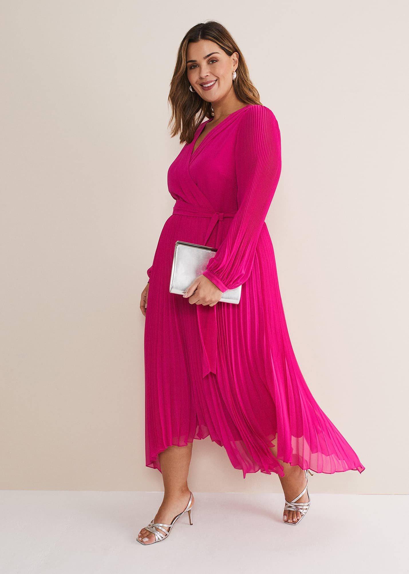 Petra Wrap Pleated Midi Dress
