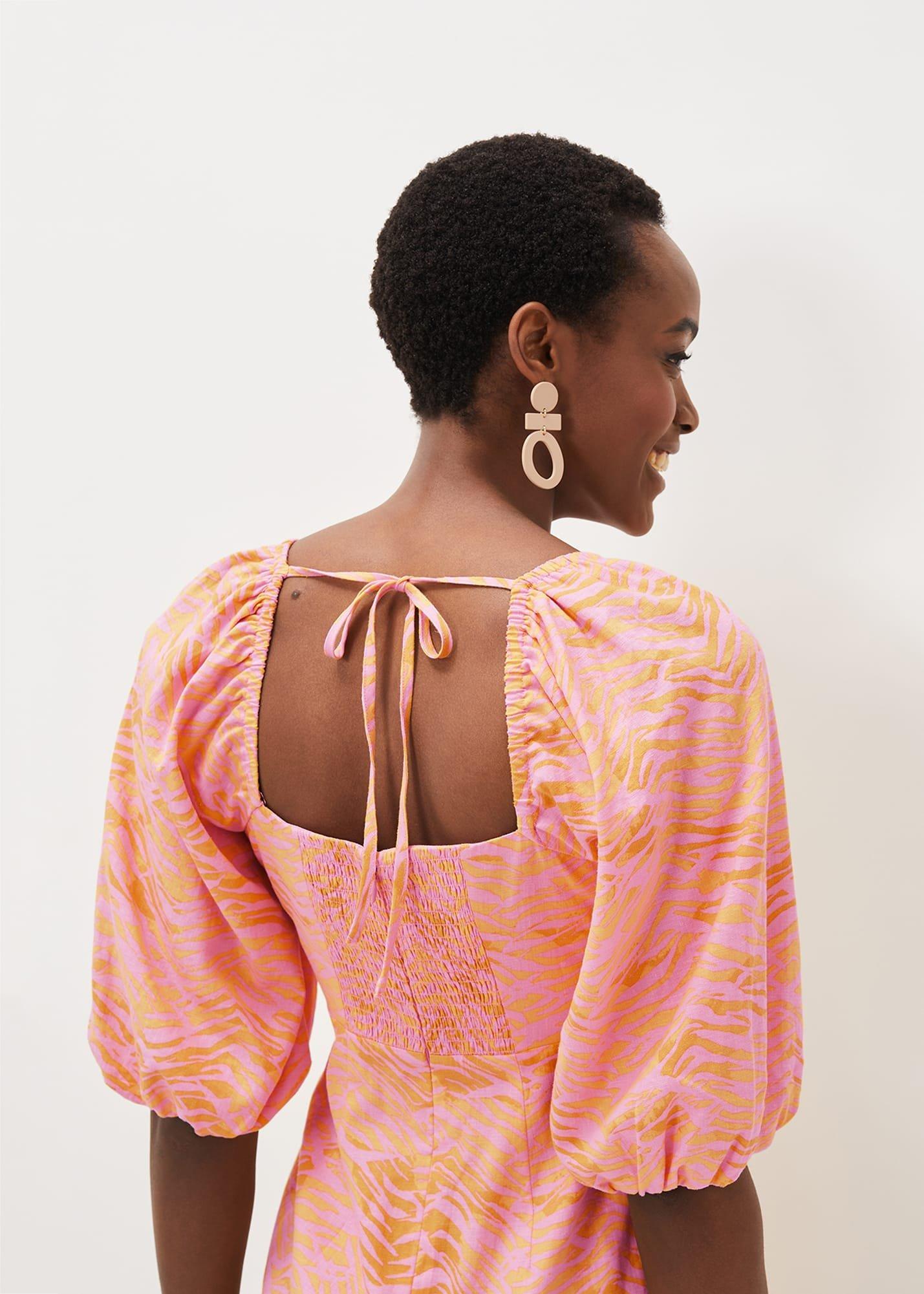 Effie Zebra Puff Sleeve Dress
