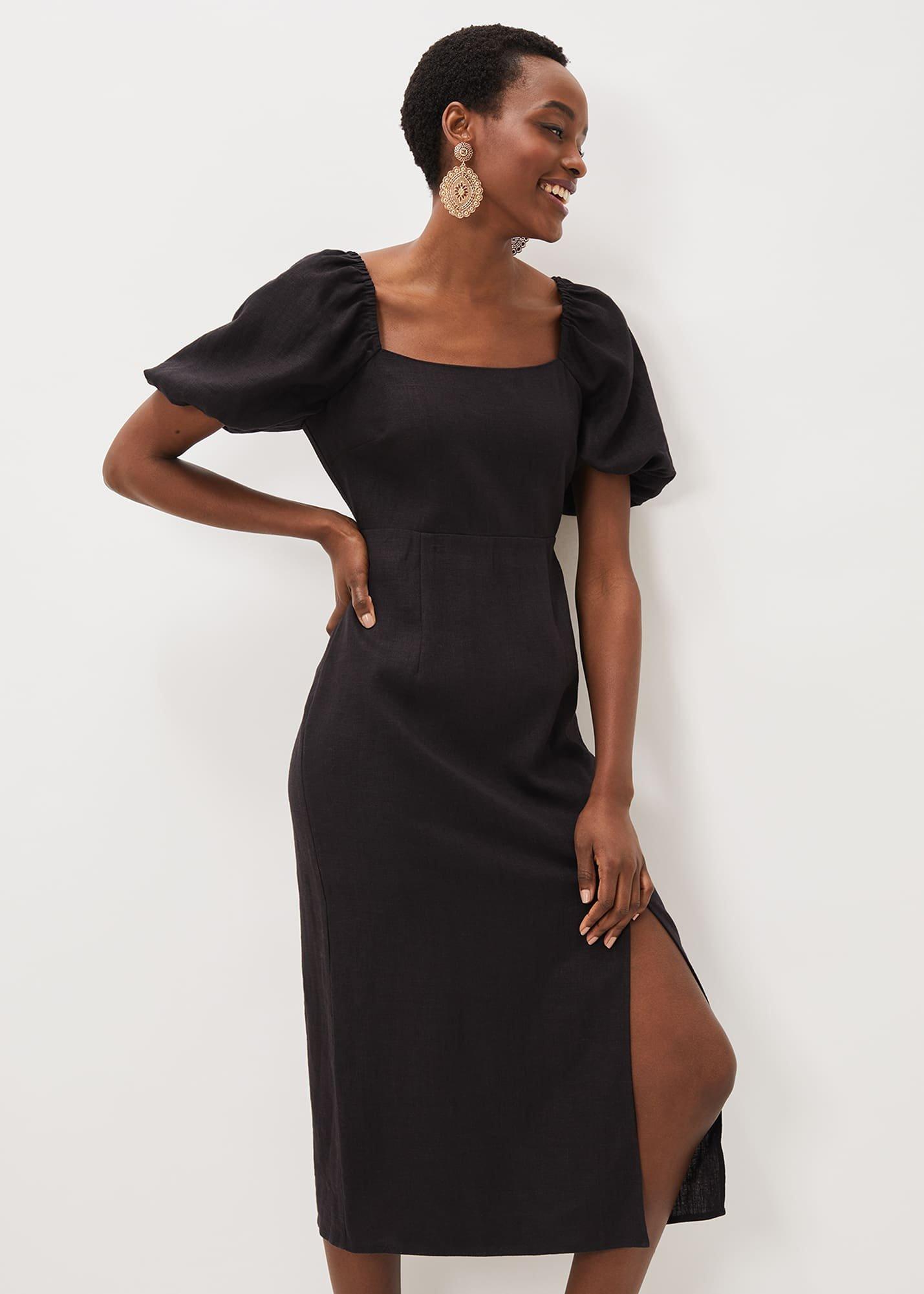 Effie Linen Puff Sleeve Dress