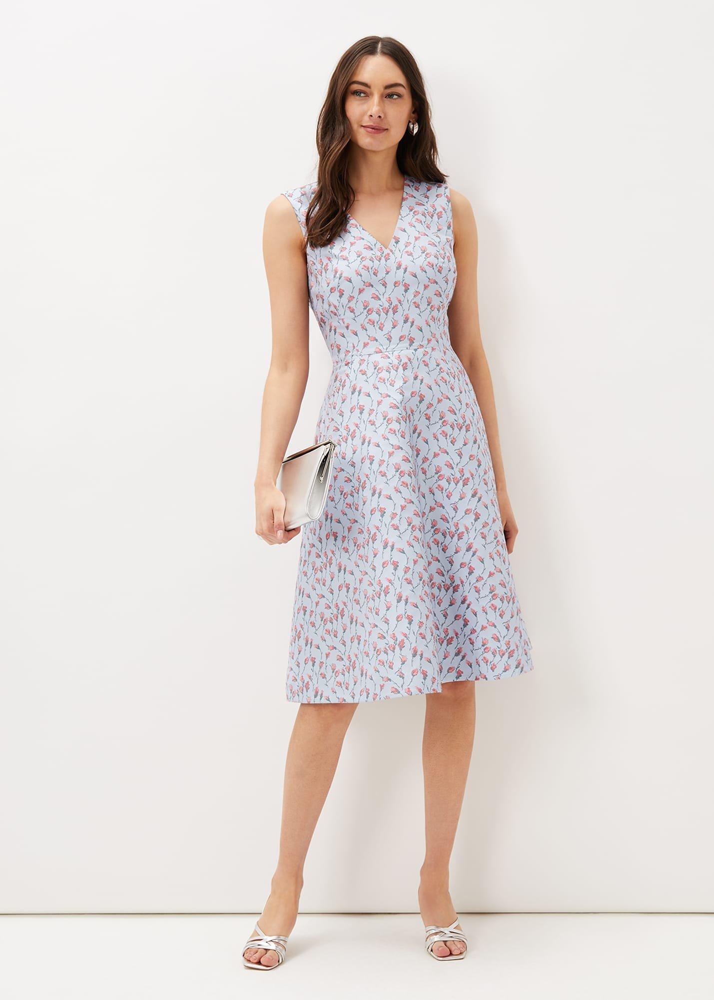 Rosebud Jacquard Fit And Flare Dress