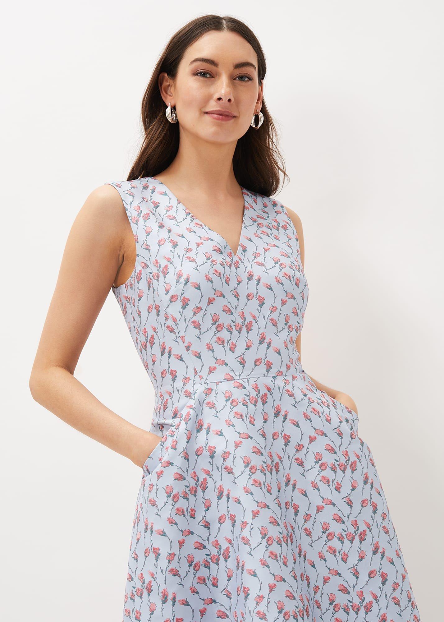 Rosebud Jacquard Fit And Flare Dress