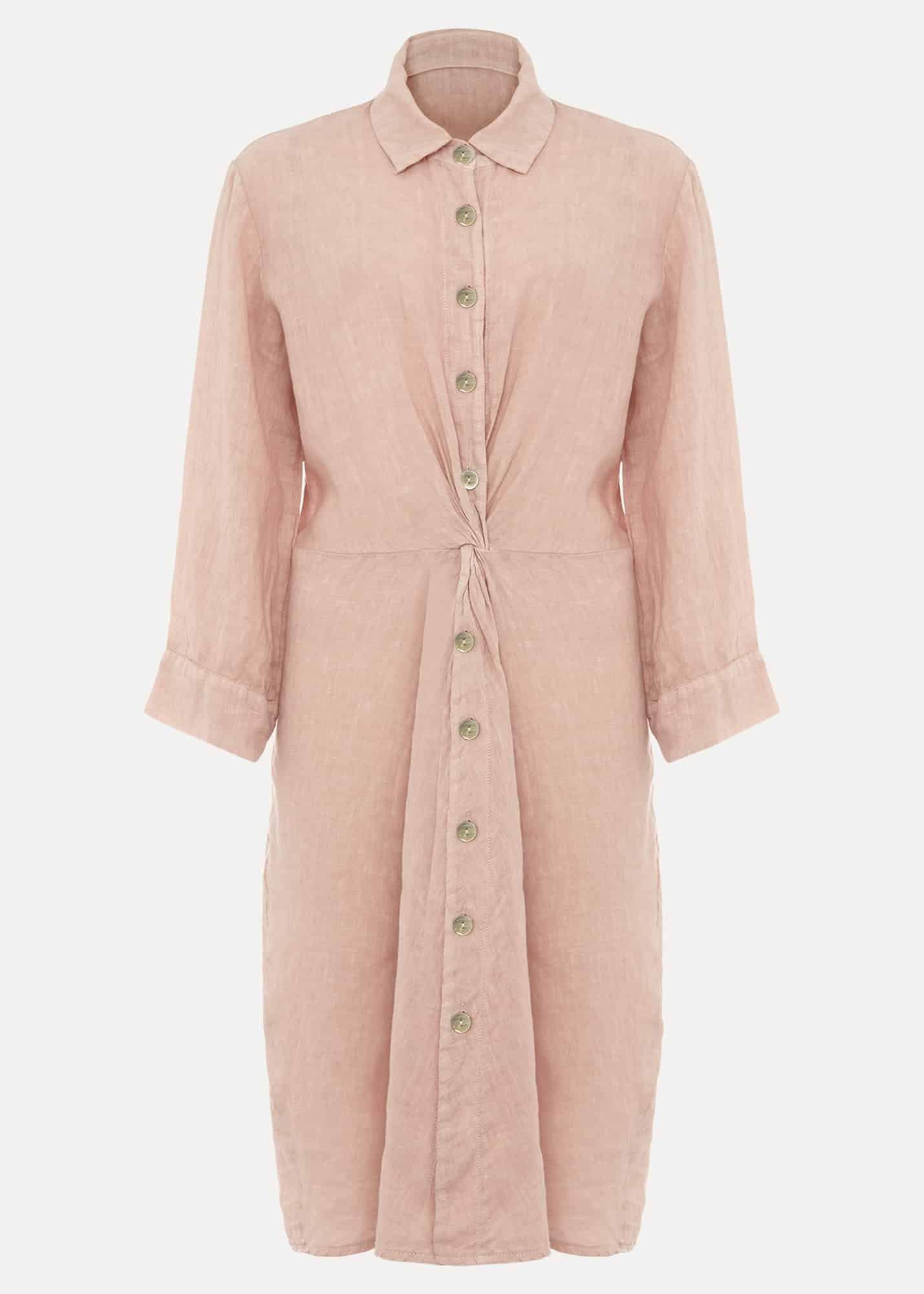 Gwyn Twist Front Linen Shirt Dress