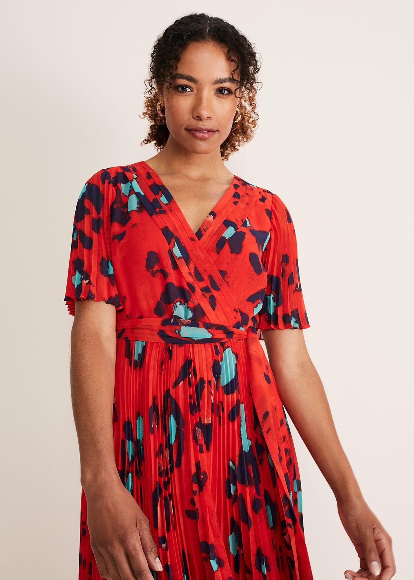 Kendall Butterfly Print Pleated Midi Dress