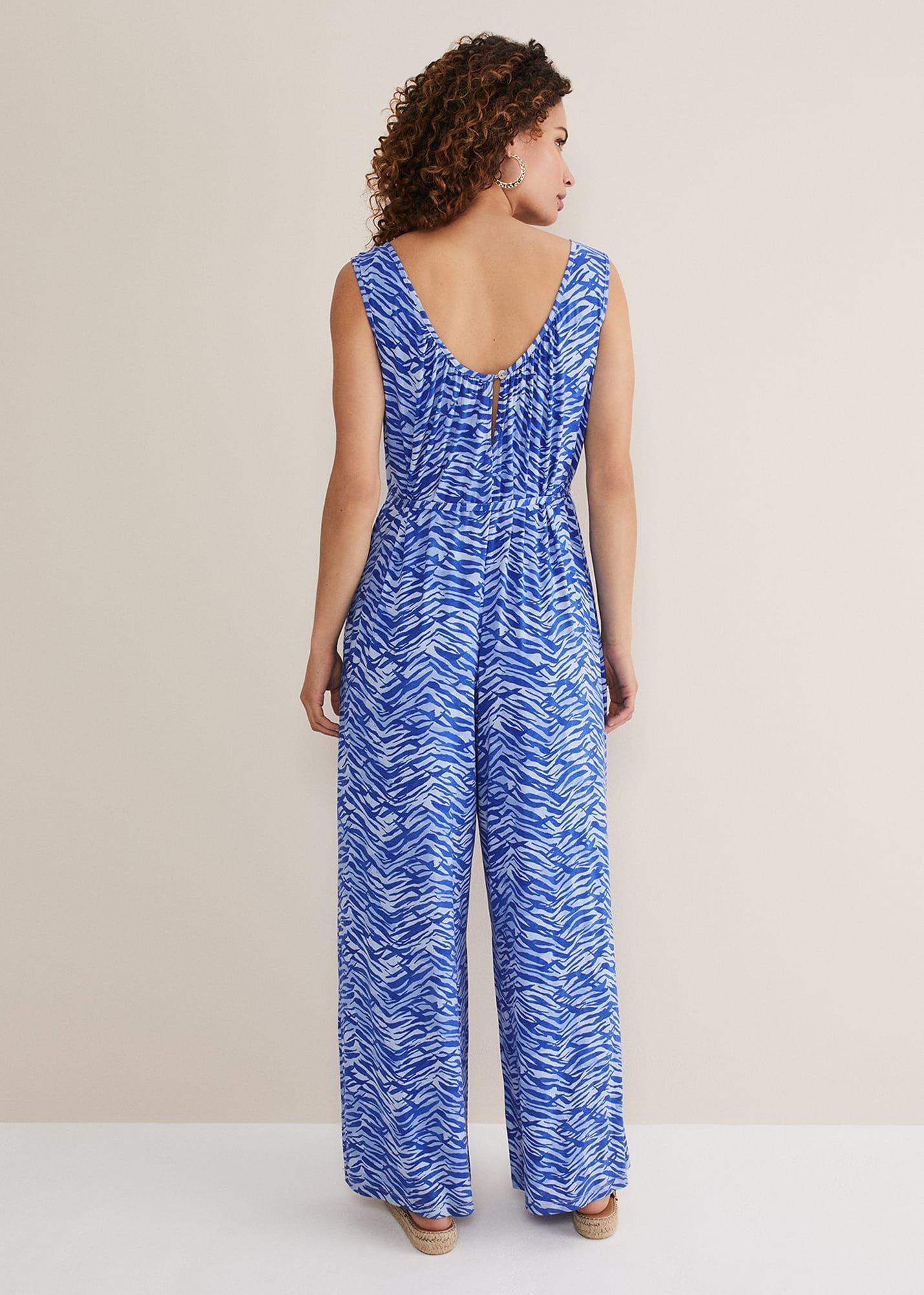 Juliana Zebra Print Jersey Jumpsuit