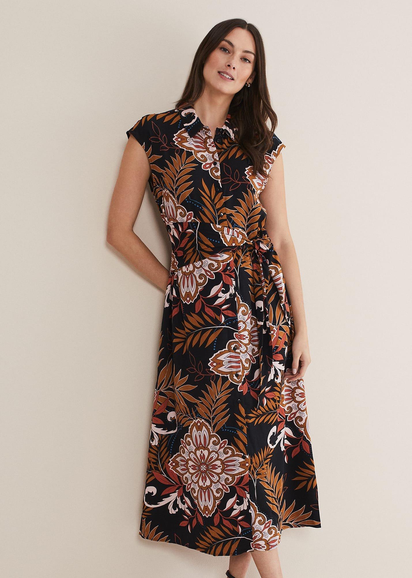 Estelle Paisley Tie Waist Dress