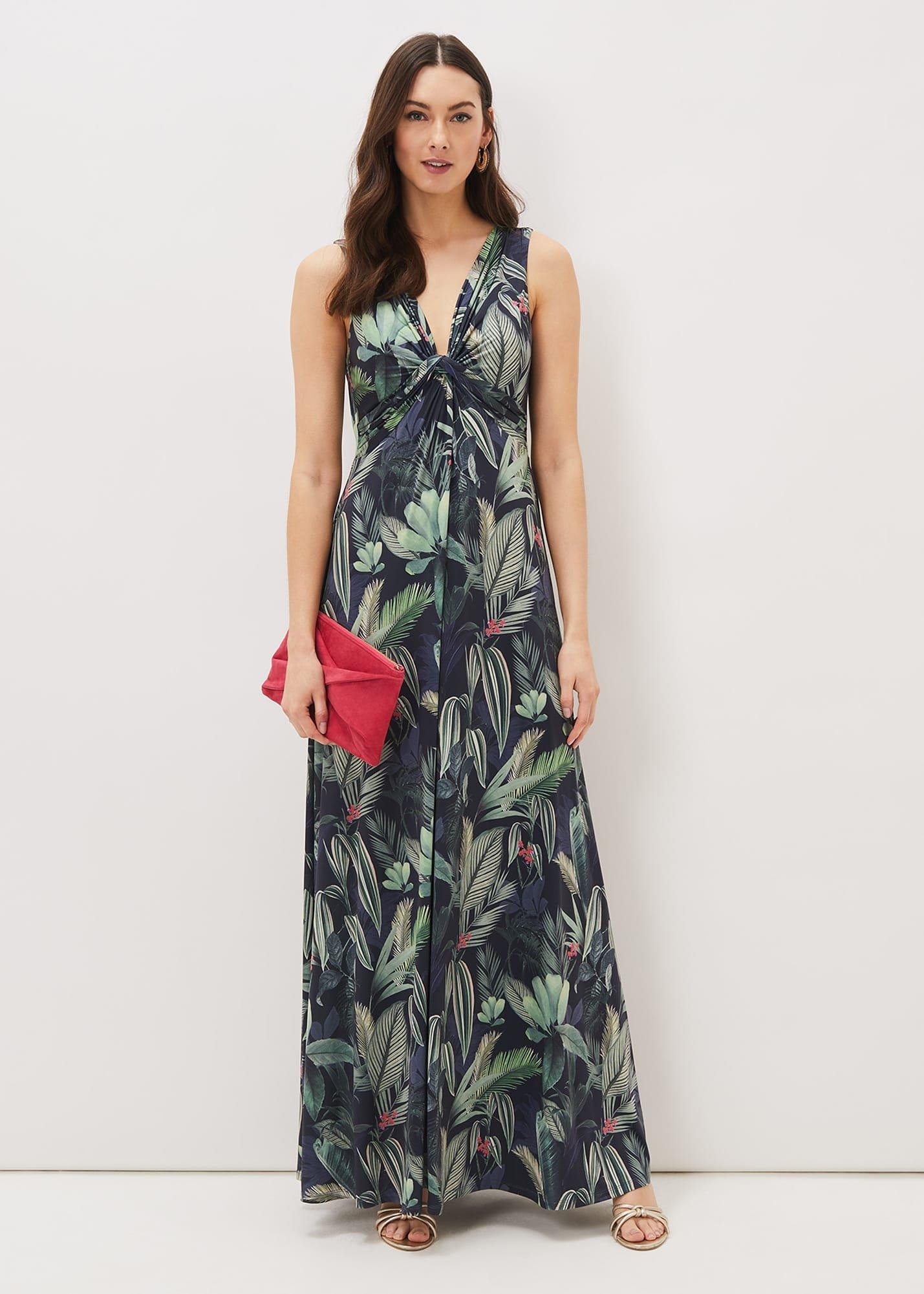 Maya Palm Print Maxi Dress
