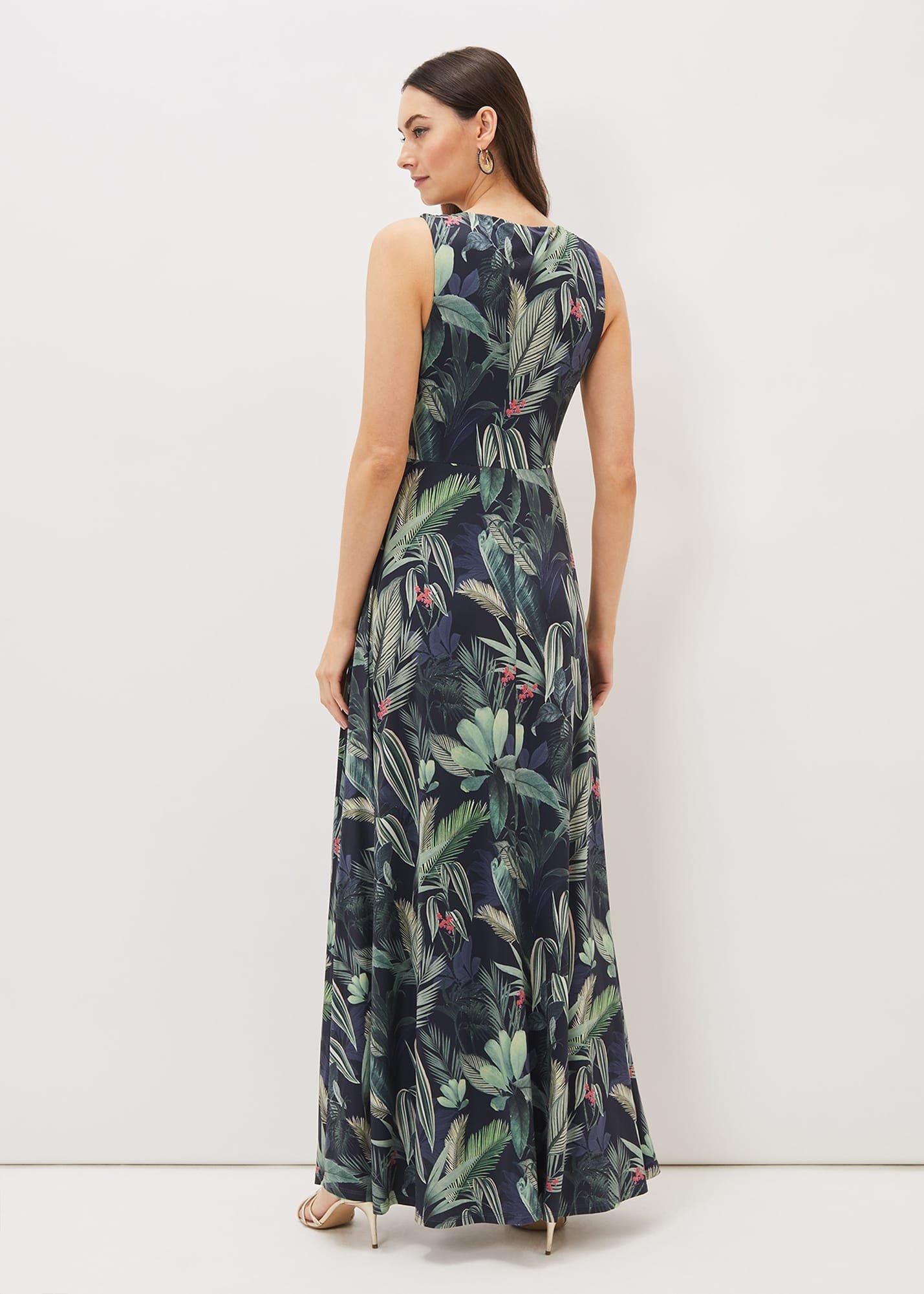 Maya Palm Print Maxi Dress