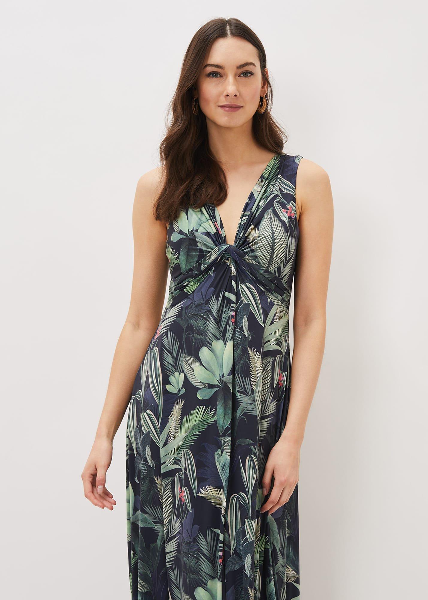 Maya Palm Print Maxi Dress