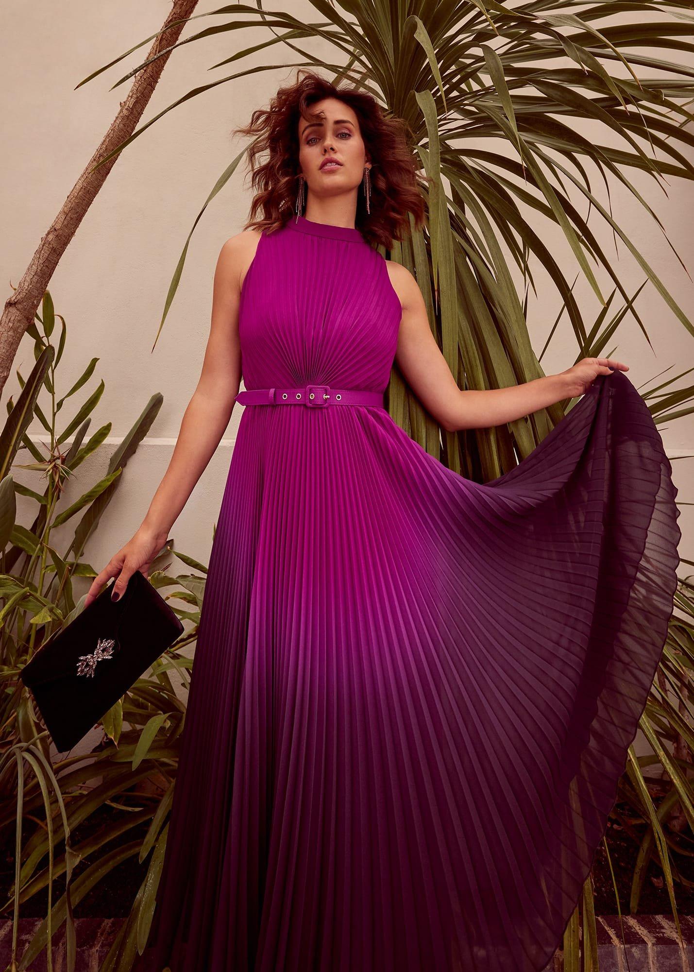 Simara Ombre Pleated Midi Dress