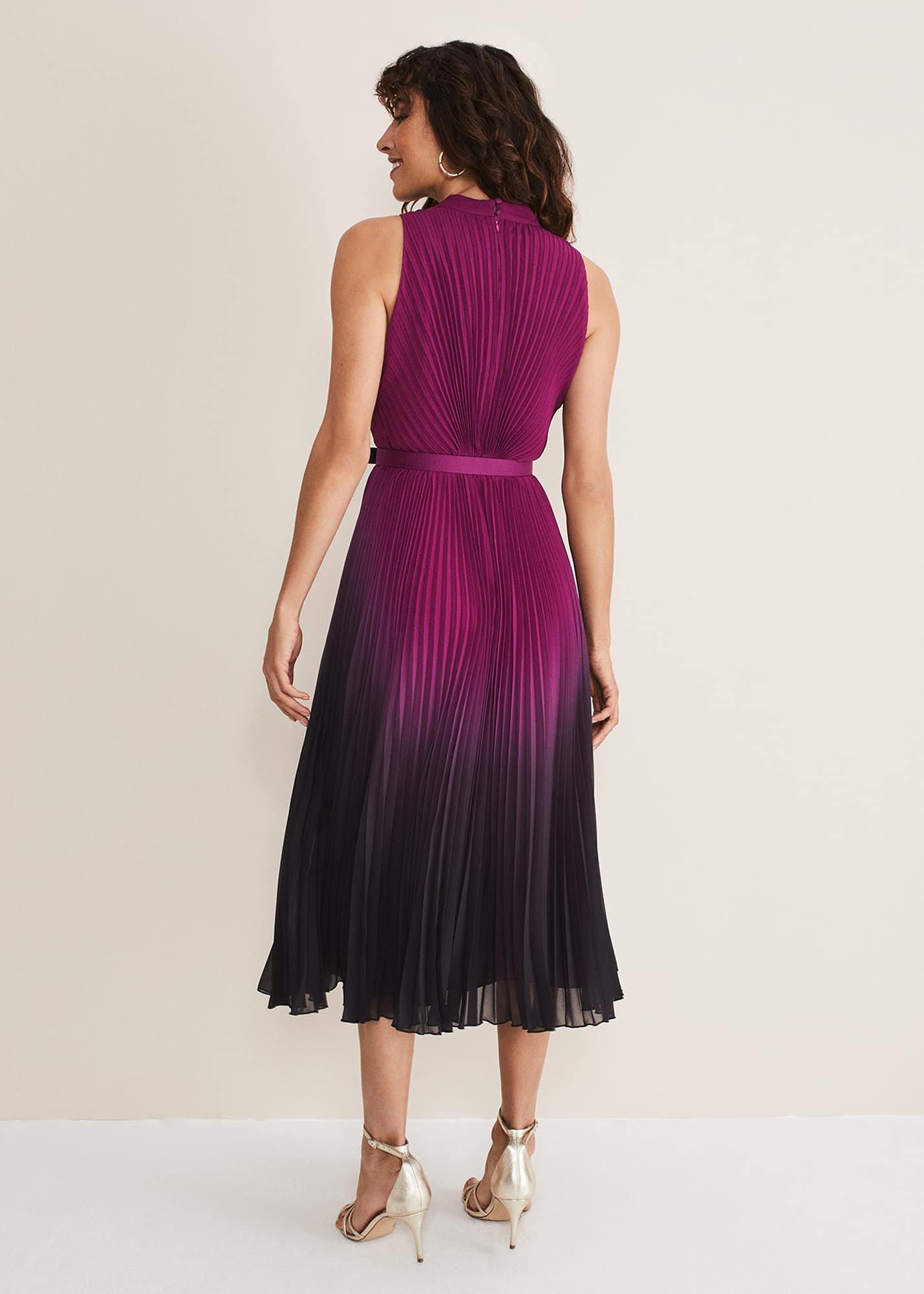 Simara Ombre Pleated Midi Dress