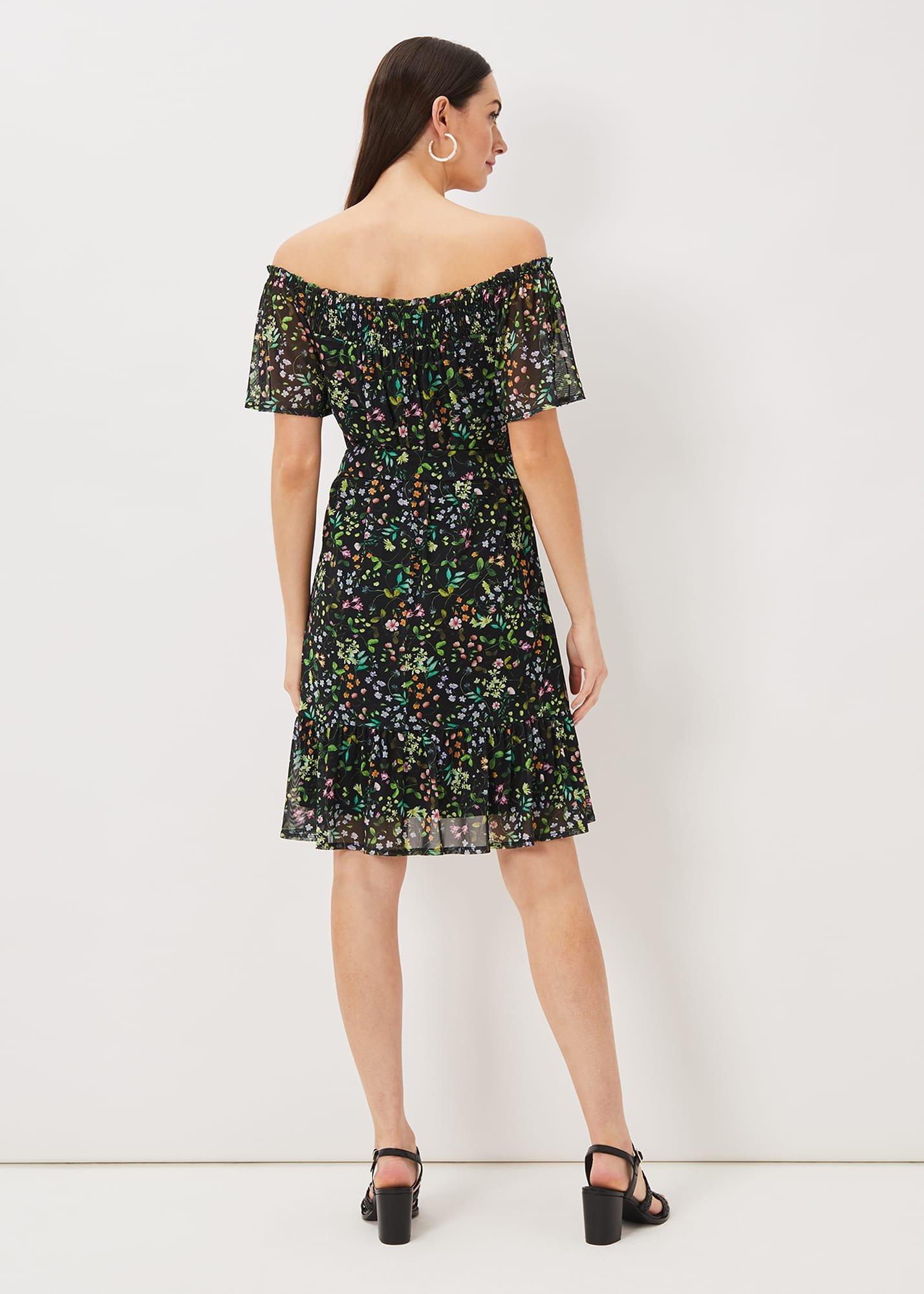Zaylah Shirred Floral Mesh Dress