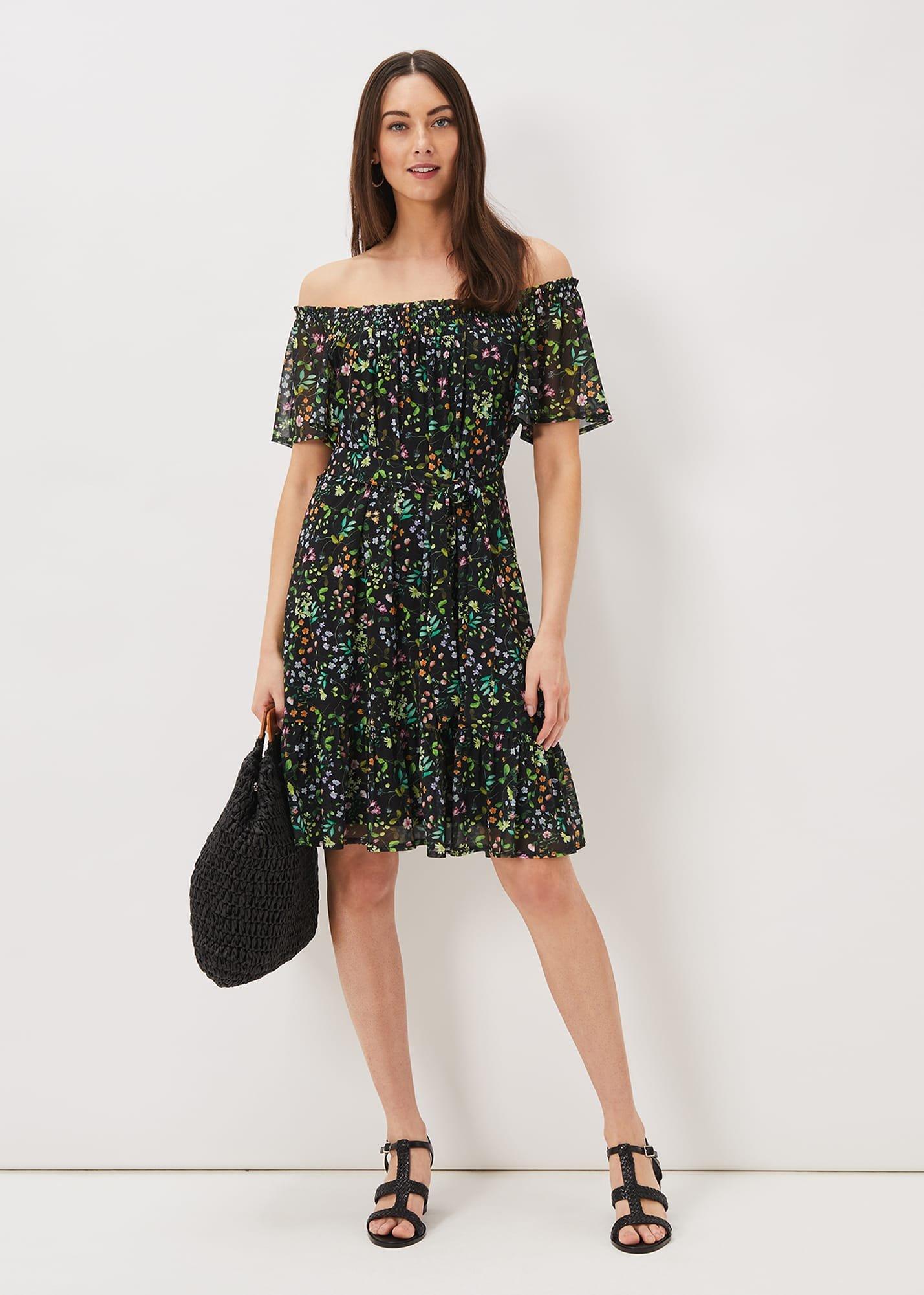 Zaylah Shirred Floral Mesh Dress