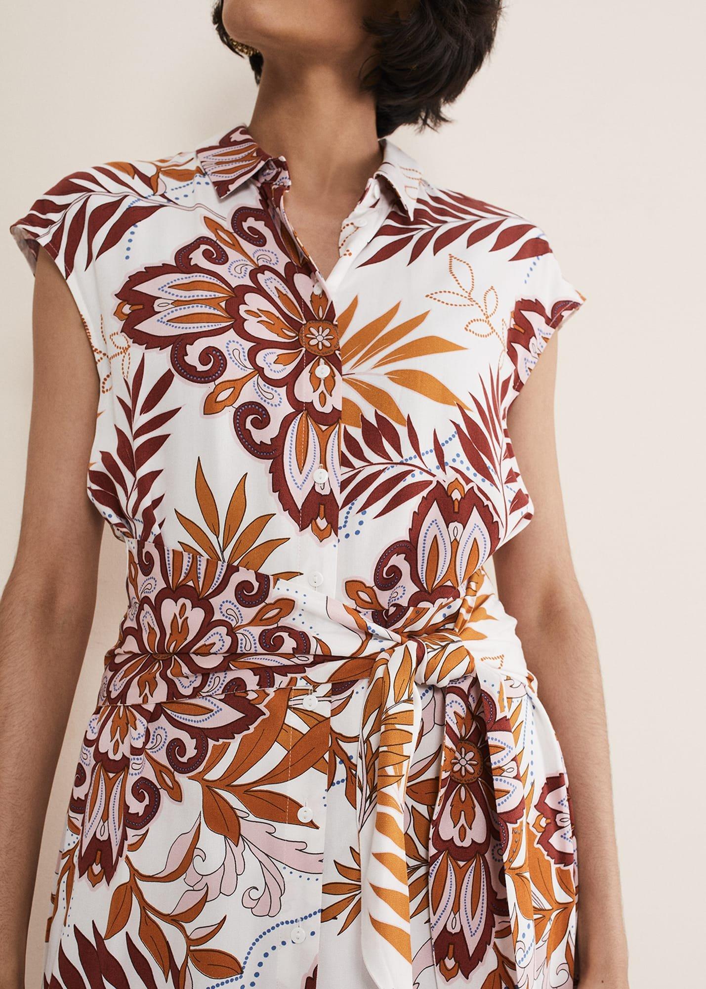 Estelle Paisley Tie Waist Dress