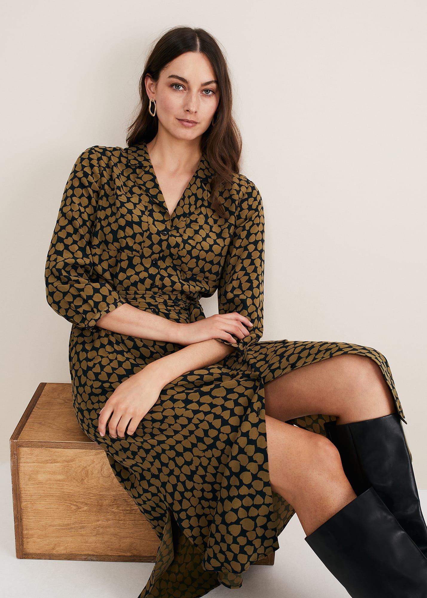 Kesia Heart Print Shirt Dress