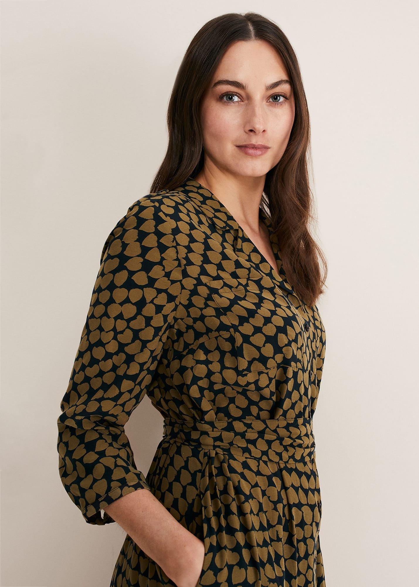 Kesia Heart Print Shirt Dress