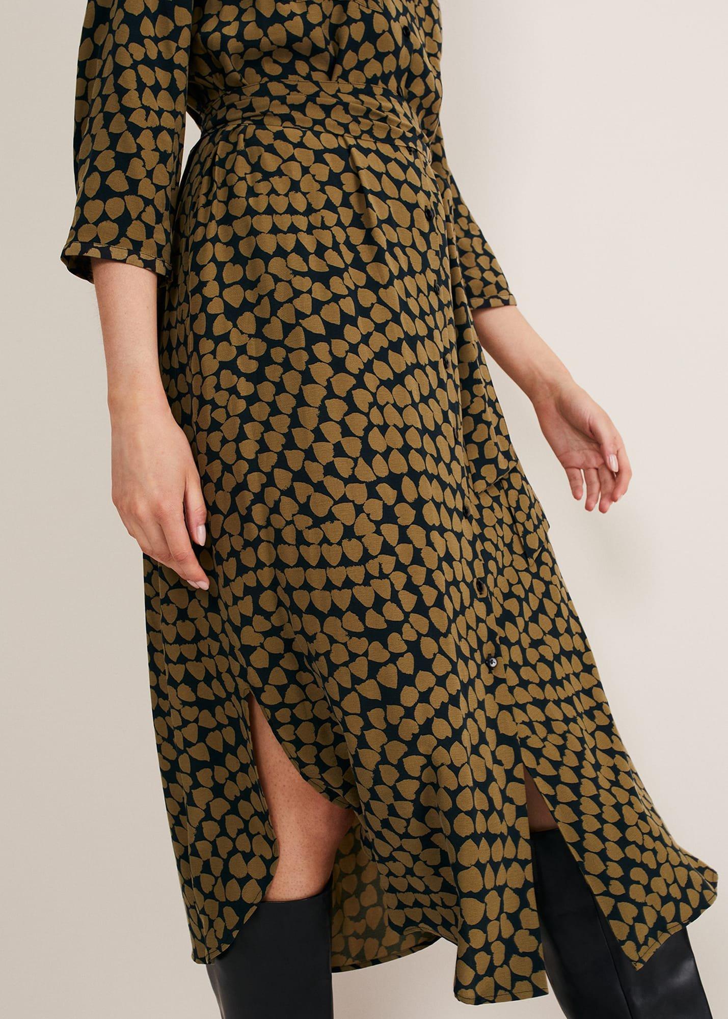 Kesia Heart Print Shirt Dress