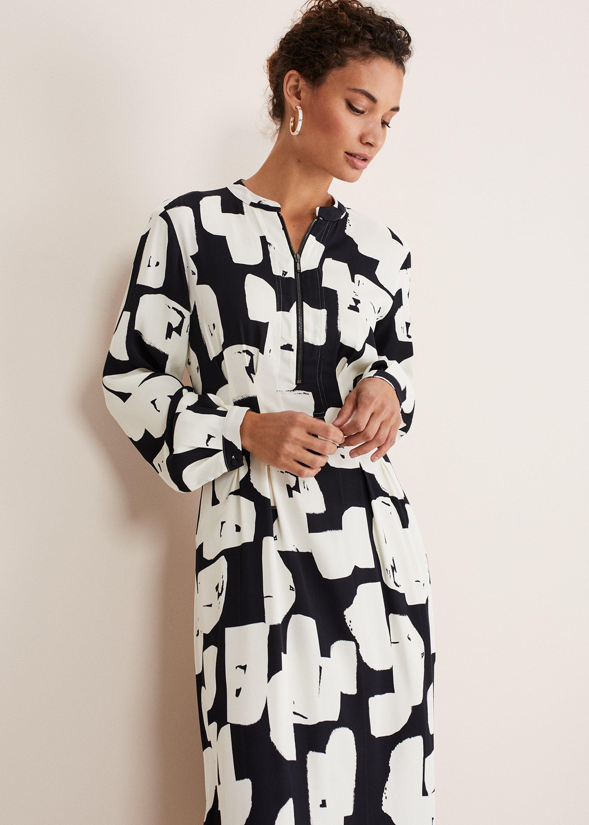 Luana Geo Zip Front Midi Dress