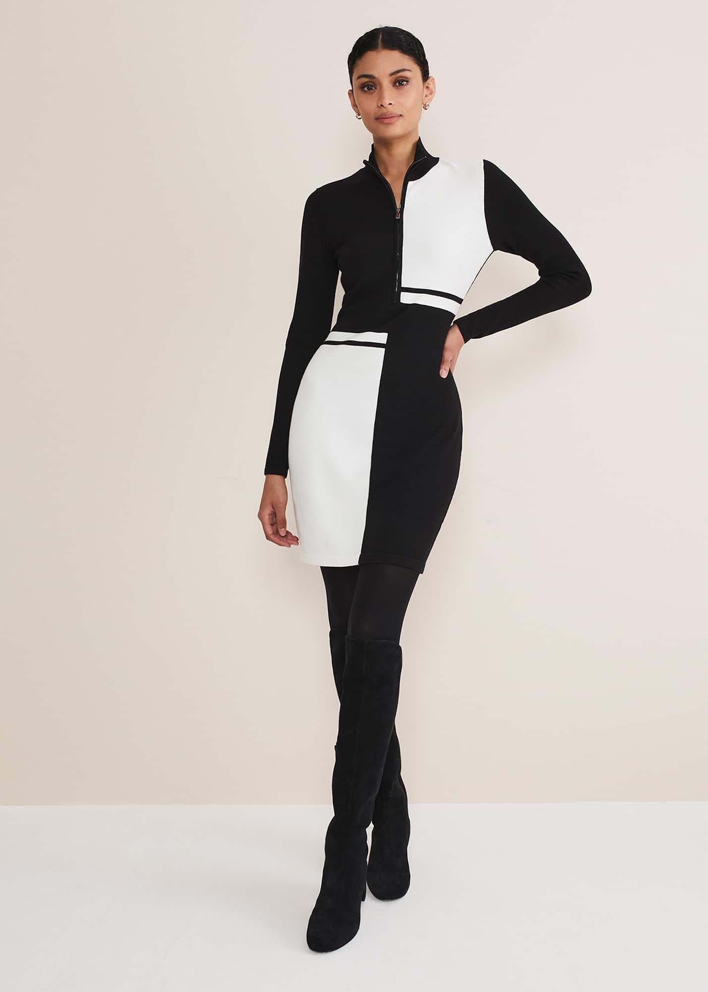 Arden Zip Detail Colourblock Knit Tunic