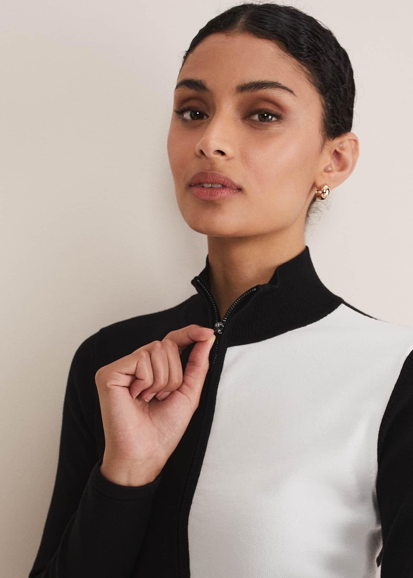 Arden Zip Detail Colourblock Knit Tunic