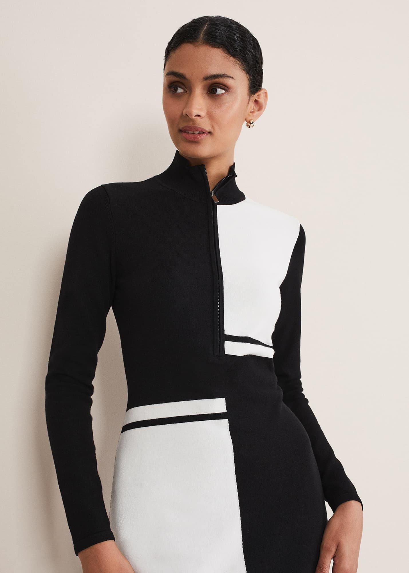 Arden Zip Detail Colourblock Knit Tunic