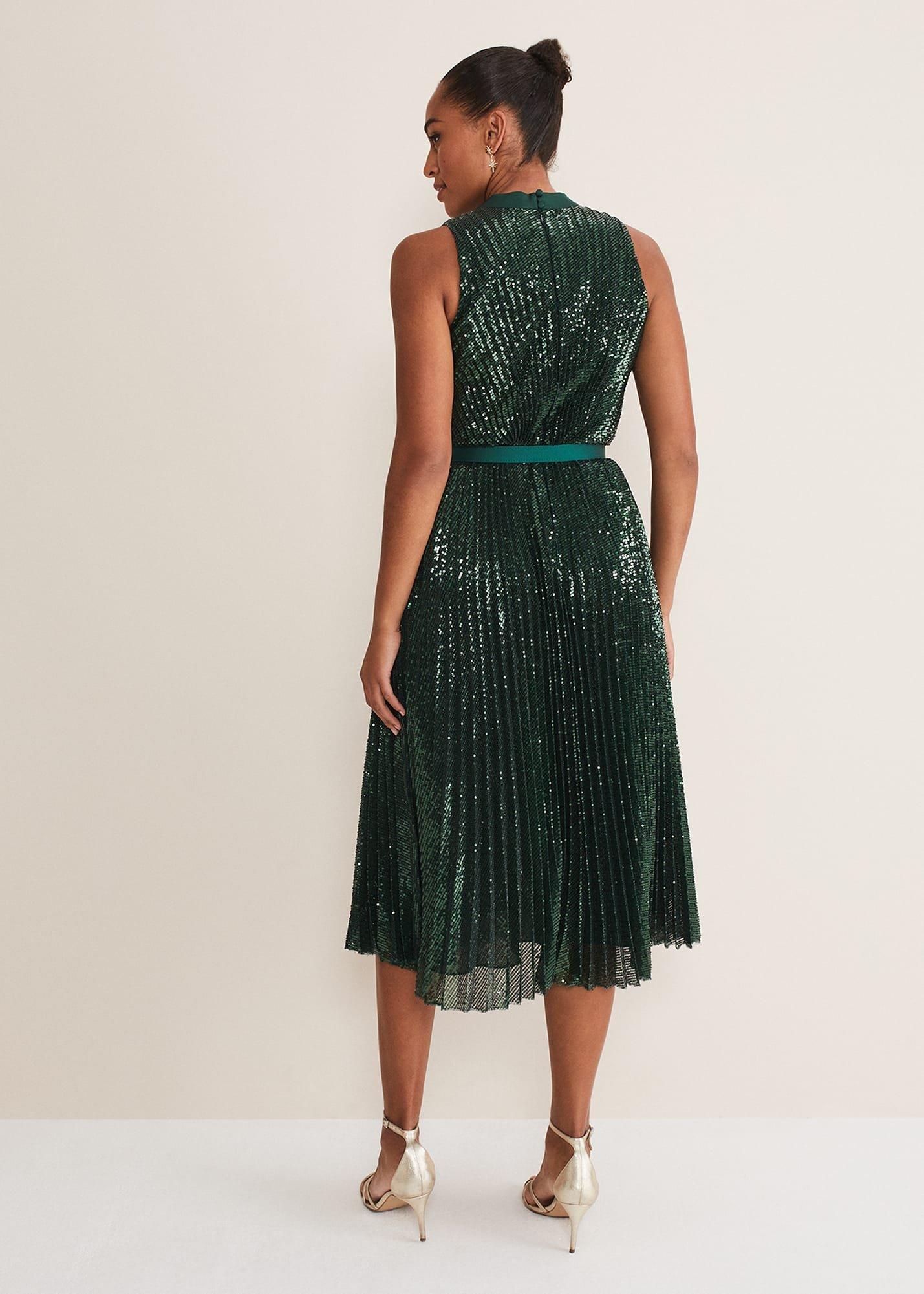 Simara Sequin Pleat Dress
