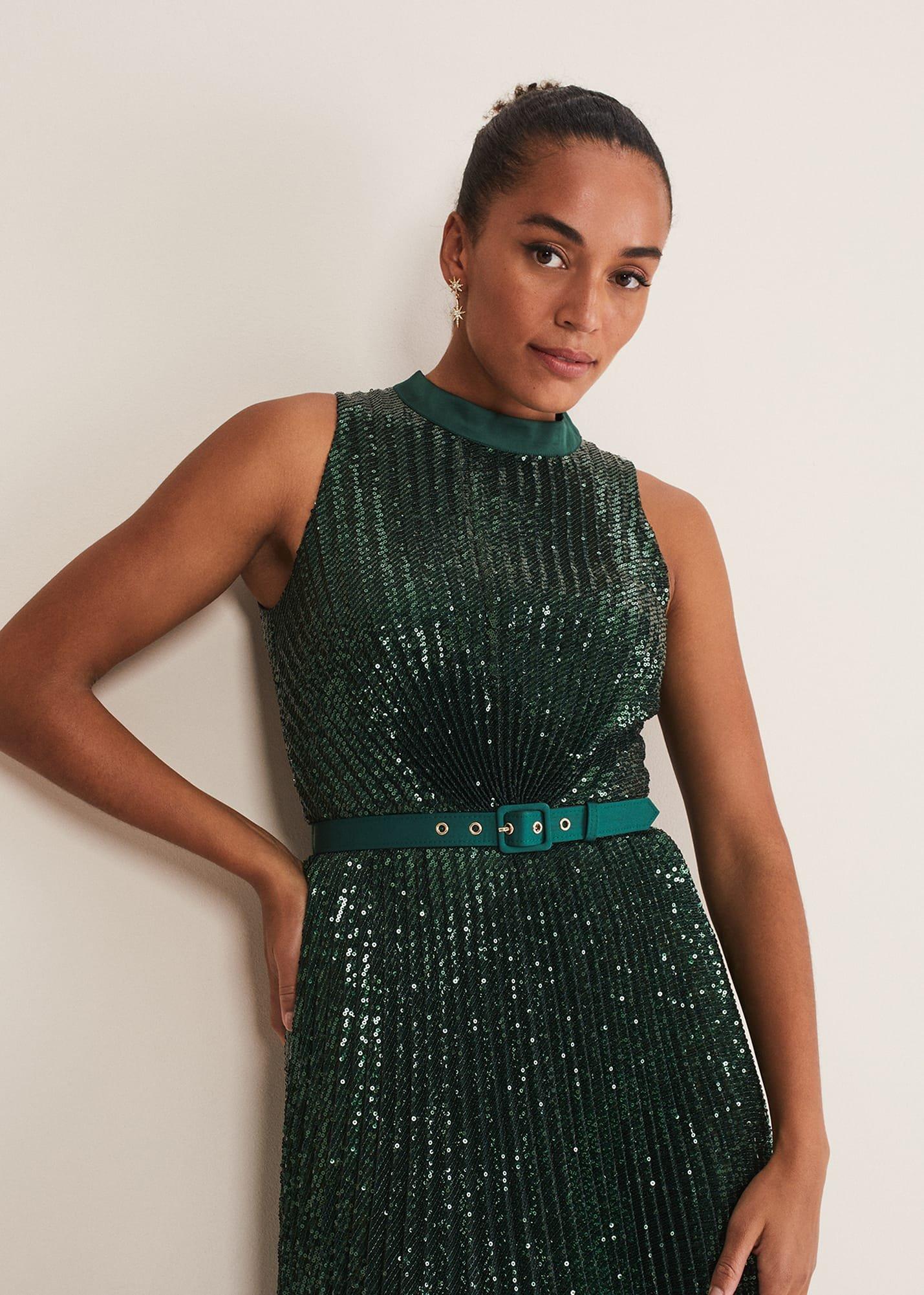 Simara Sequin Pleat Dress