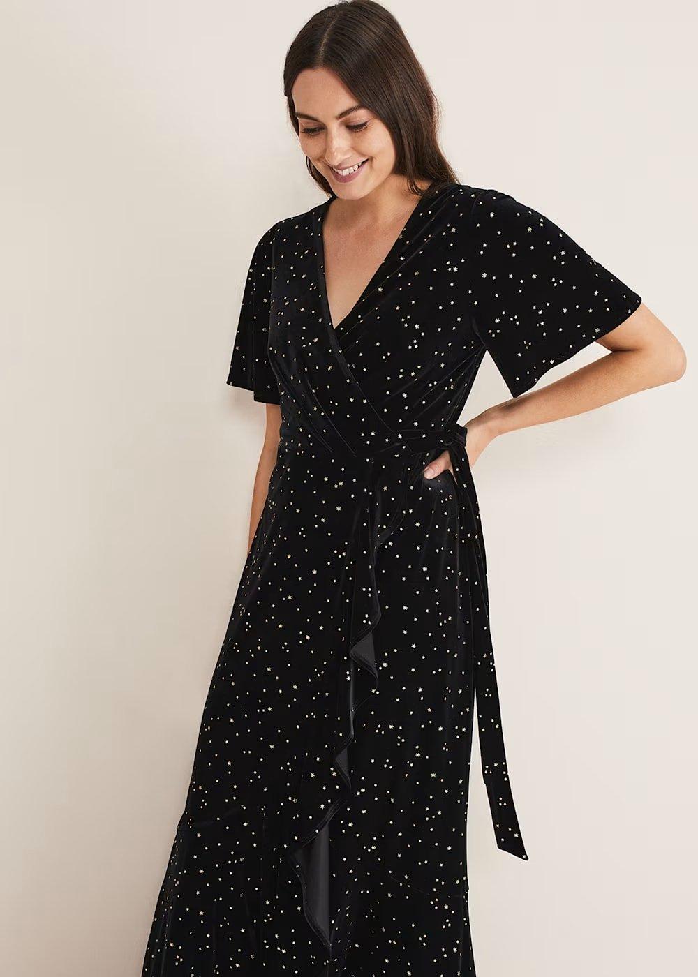 Holly Velvet Star Wrap Maxi Dress