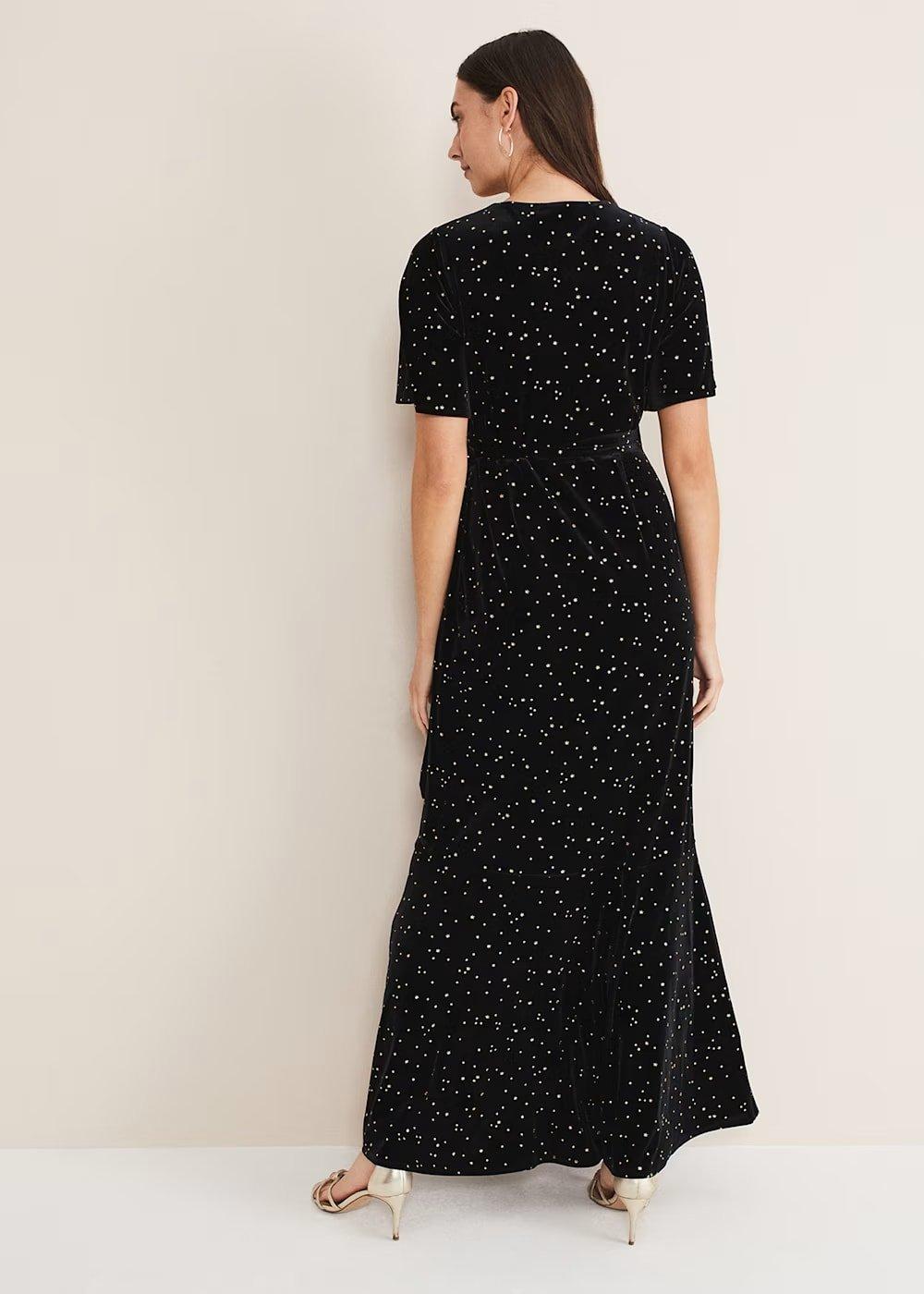 Holly Velvet Star Wrap Maxi Dress