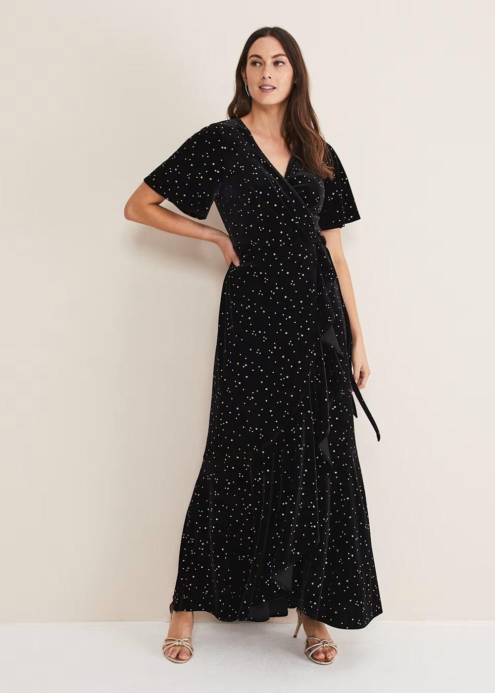 Holly Velvet Star Wrap Maxi Dress