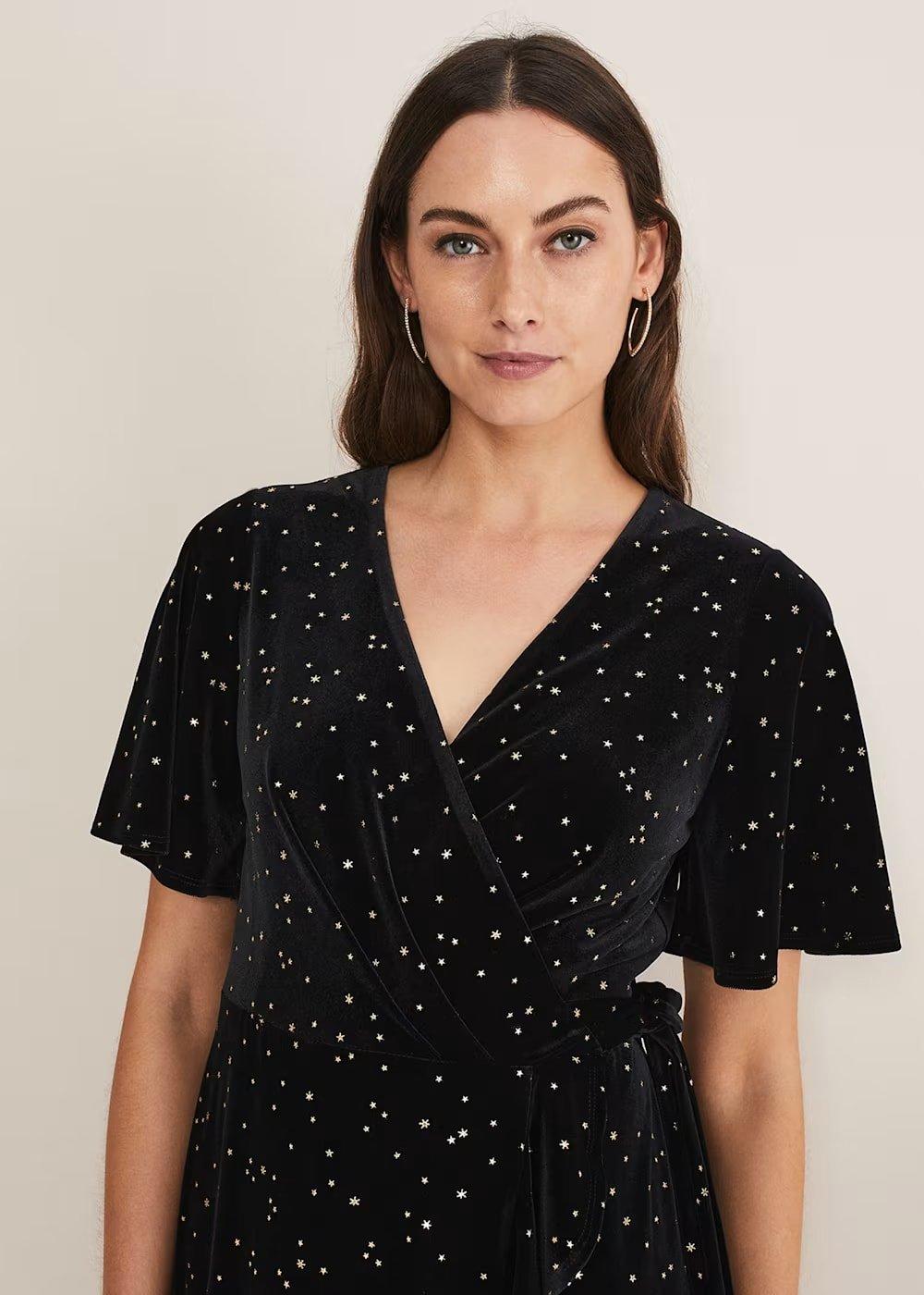 Holly Velvet Star Wrap Maxi Dress