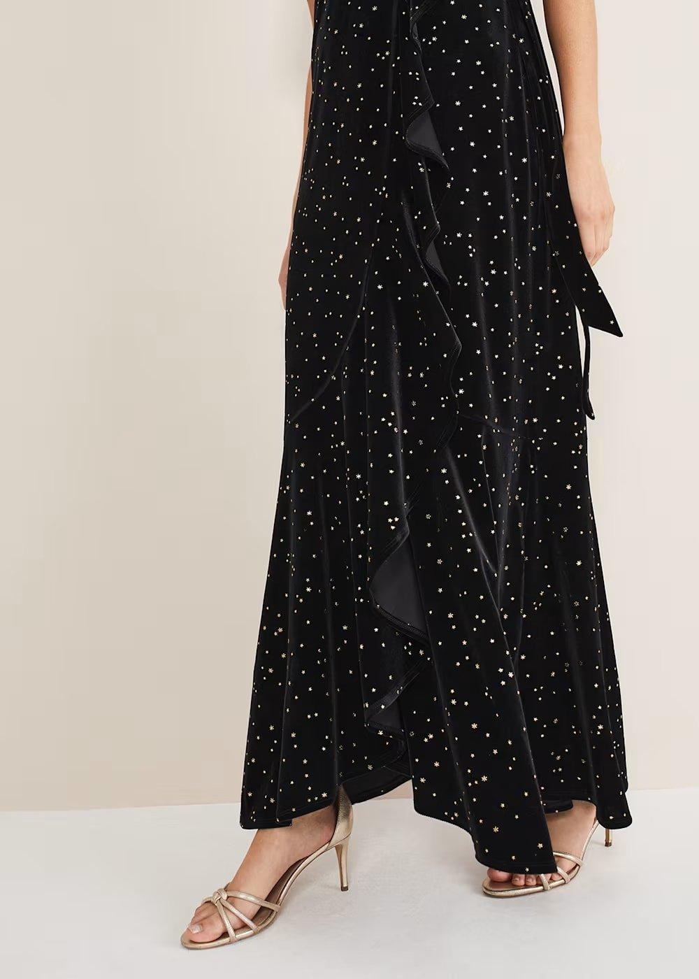 Holly Velvet Star Wrap Maxi Dress