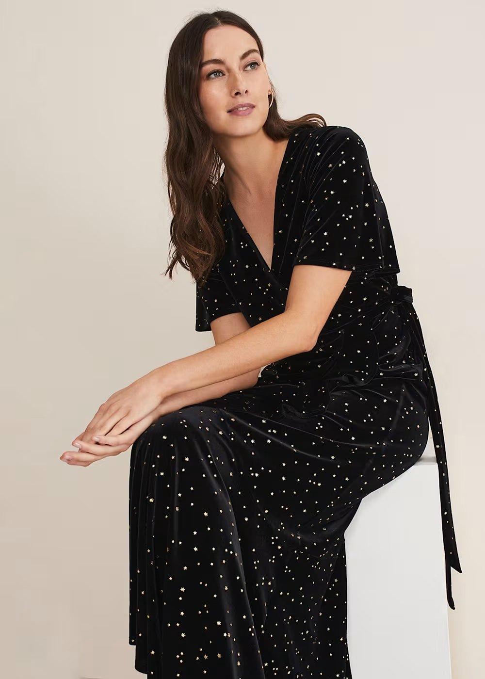 Holly Velvet Star Wrap Maxi Dress