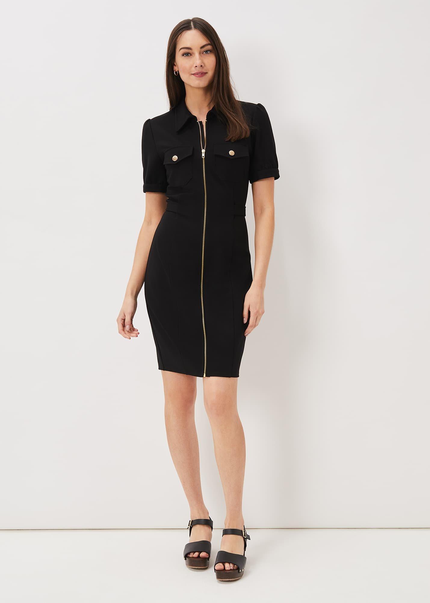 Shaden Zip Front Ponte Dress