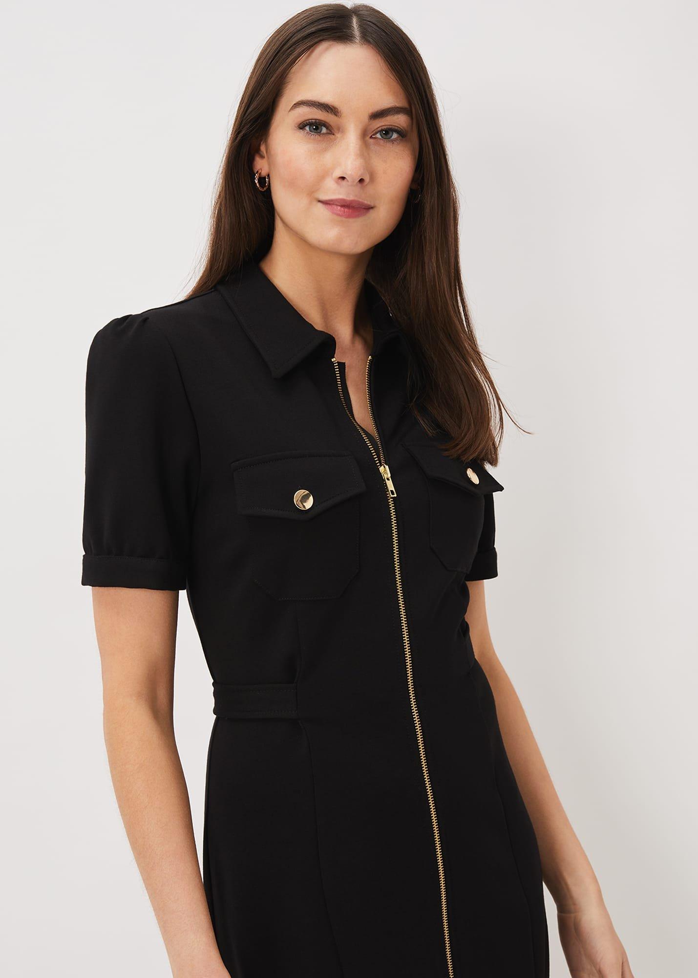 Shaden Zip Front Ponte Dress