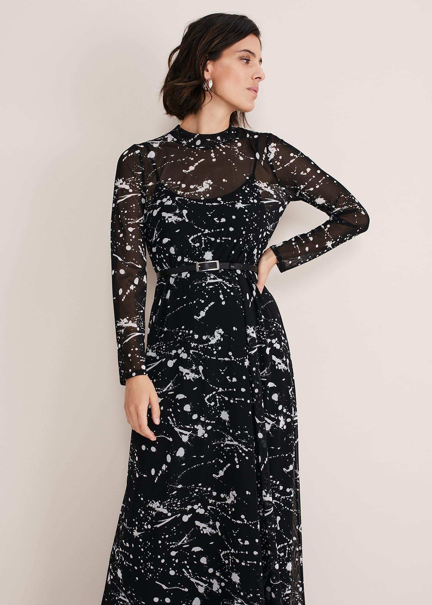 Elianna Splatter Long Sleeved Dress